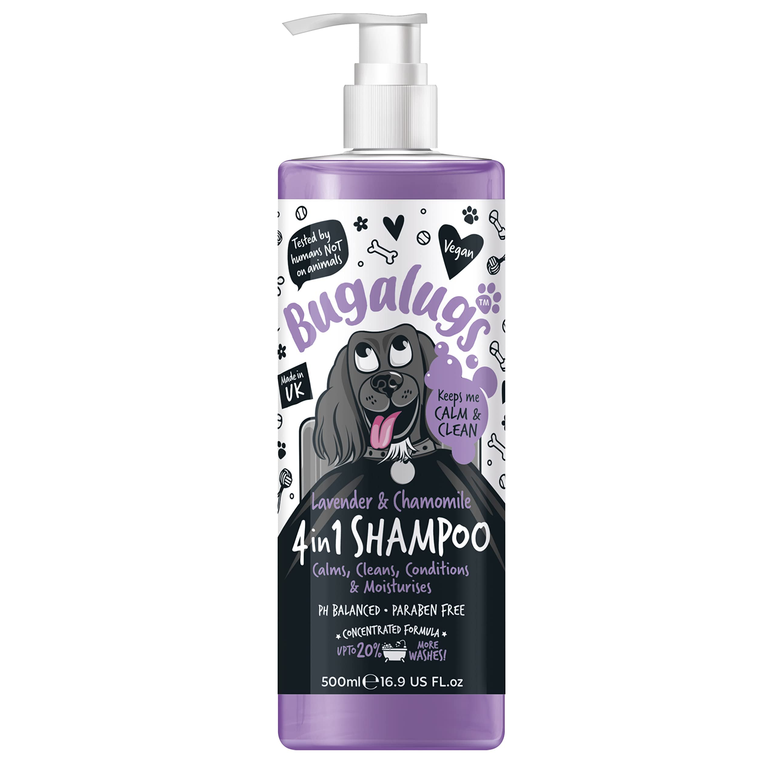 Dog Shampoo by Bugalugs Lavender & Chamomile 4 in 1 Dog Grooming Shampoo Products for Smelly Dogs with Fragrance, Best Puppy Shampoo, Vegan pet Shampoo & Conditioner -Like New