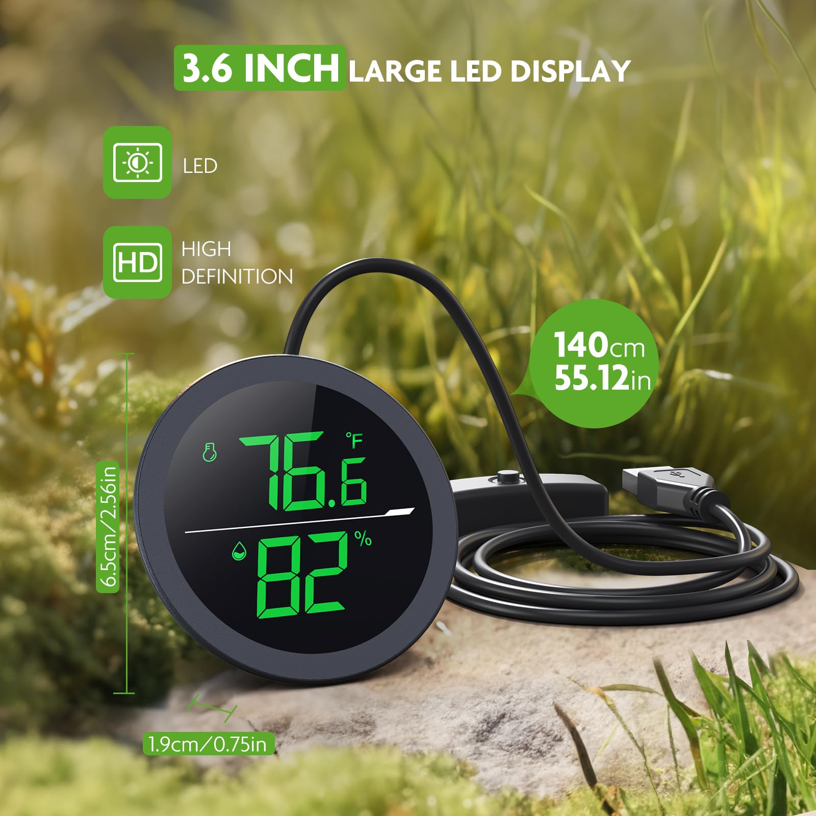 Reptile Tank Thermometer, Paizoo Led Digital Reptile Thermometer And Humidity Gauge Hygrometer For Reptile Tank Snake Tank Acces
