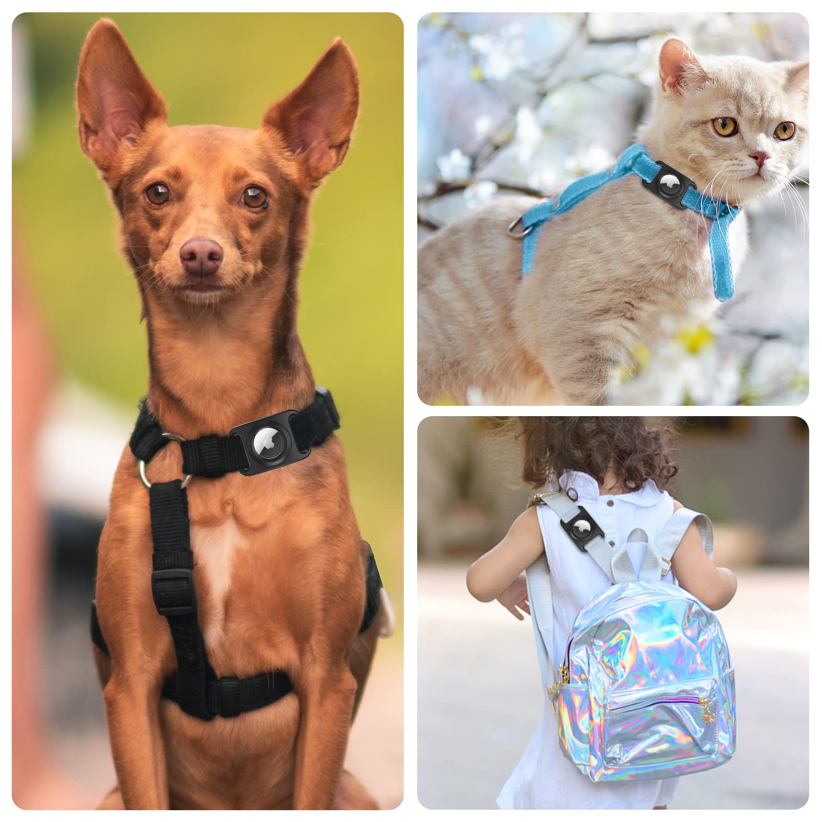 Sankala Airtag Dog Collar Holder, [2 Pack] Waterproof Airtag Case For Dog Collar, Tpu & Silicone Full Body Covered Apple Airtag