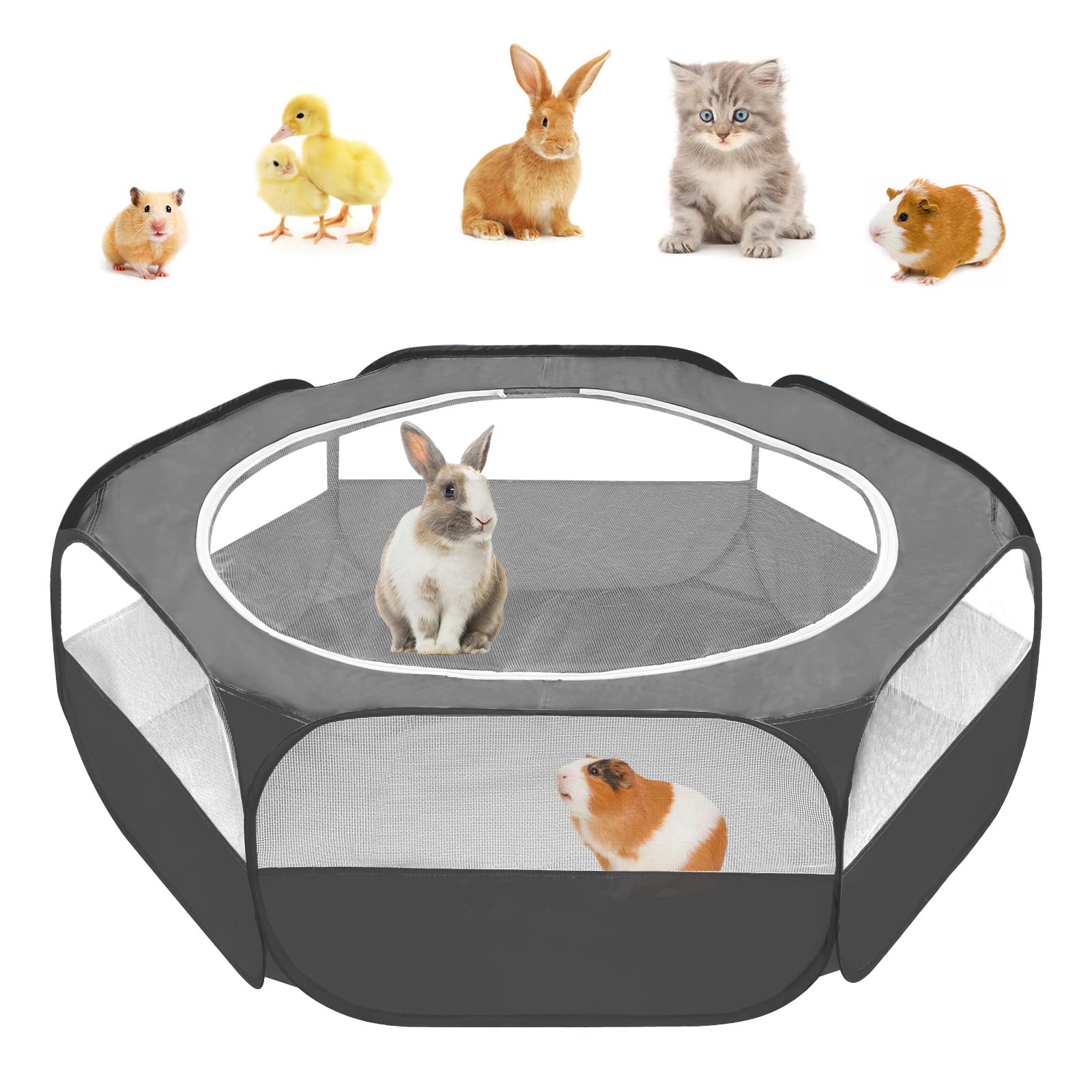 Amakunft Guinea Pig Playpen With Cover, Hamster Playpen With Top, Rabbit Pop Up Playpen With Roof, Small Animal Play Pen Indoor,