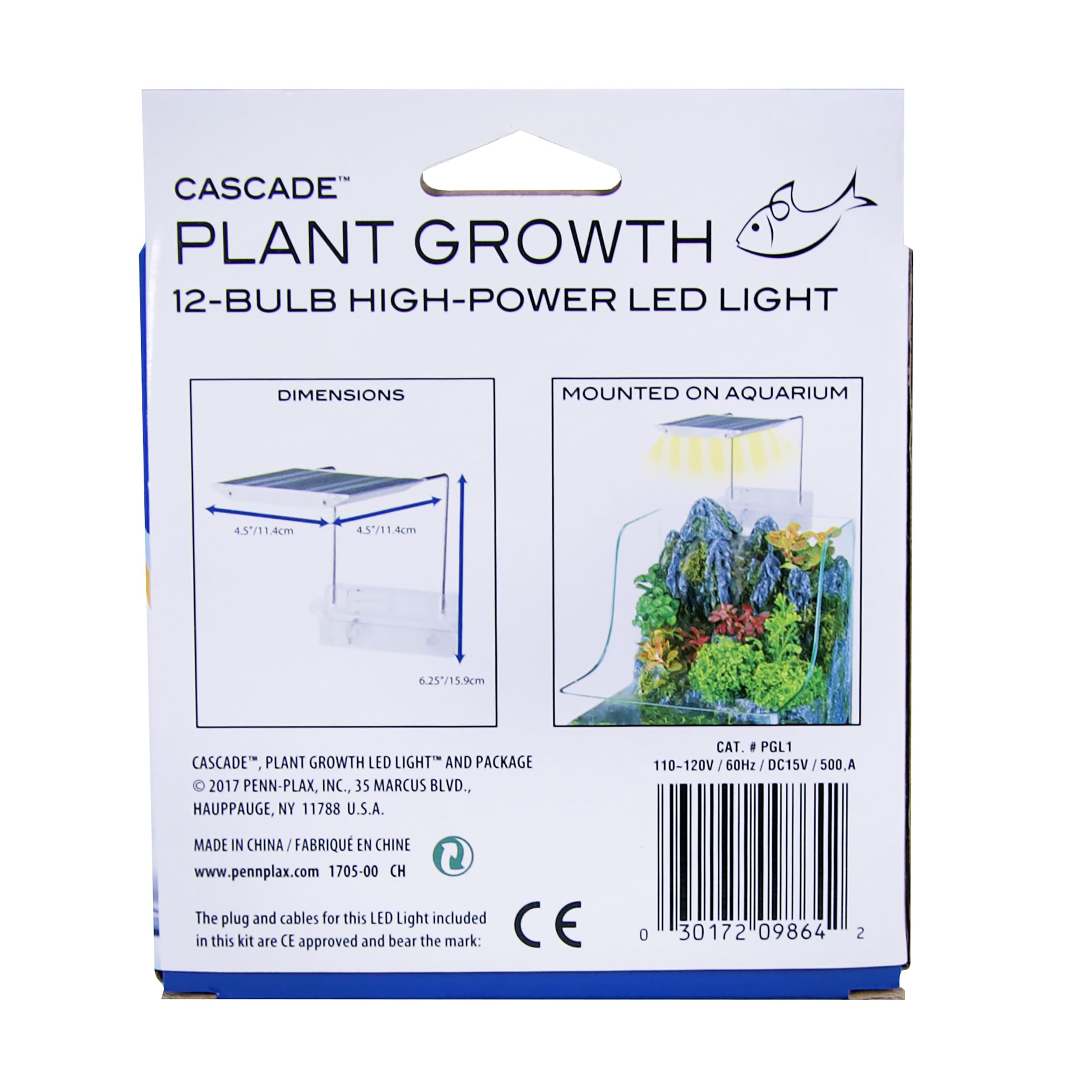 Penn-Plax Cascade Plant Growth Led Clip-On Light For Rimless Aquariums – Great For Aquatic And Non-Aquatic Plants – 12-Bulb Multicolor