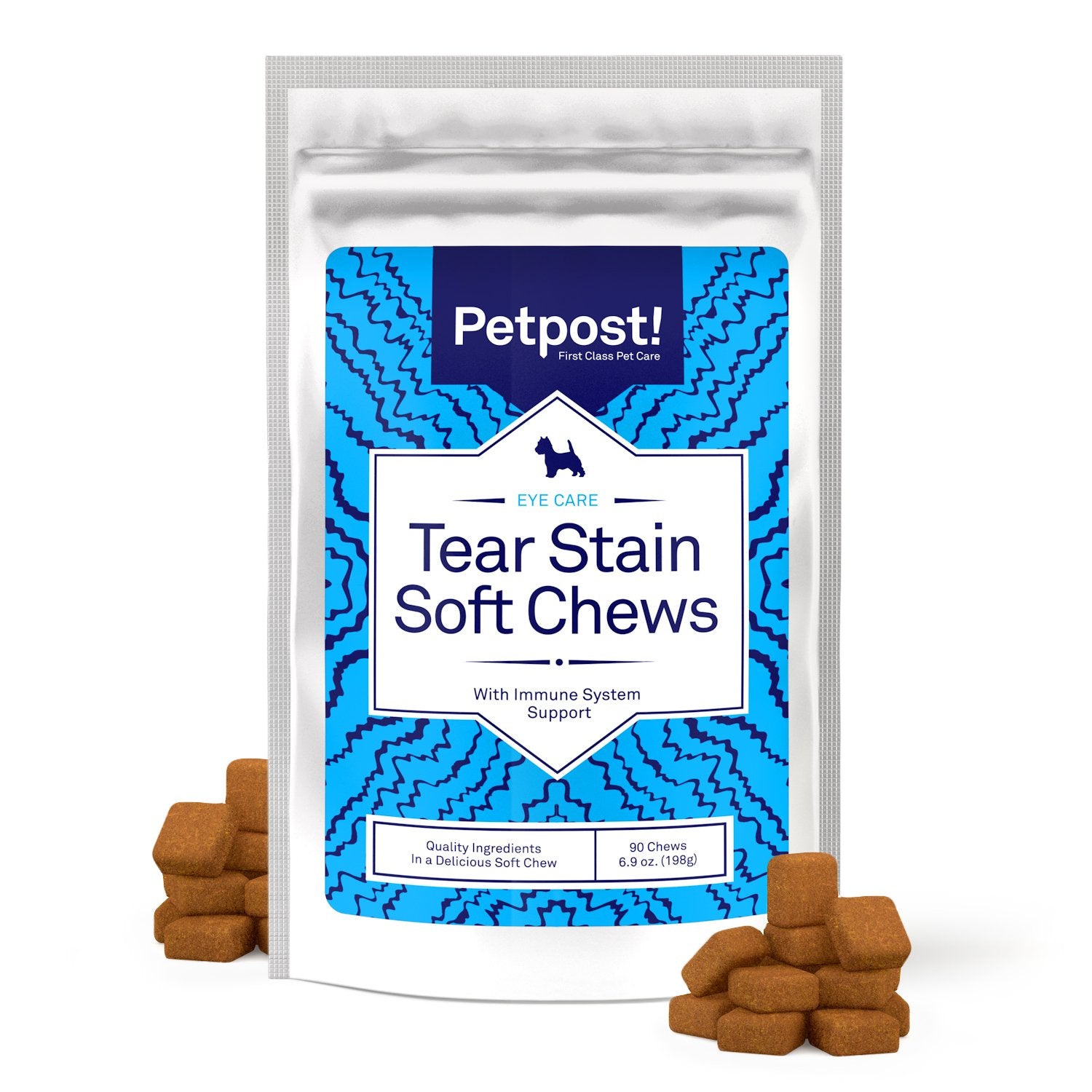Petpost | Tear Stain Remover Soft Chews - Delicious Cheese Treat & Eye Stain Supplement for Dogs - Natural Treatment for Tear St