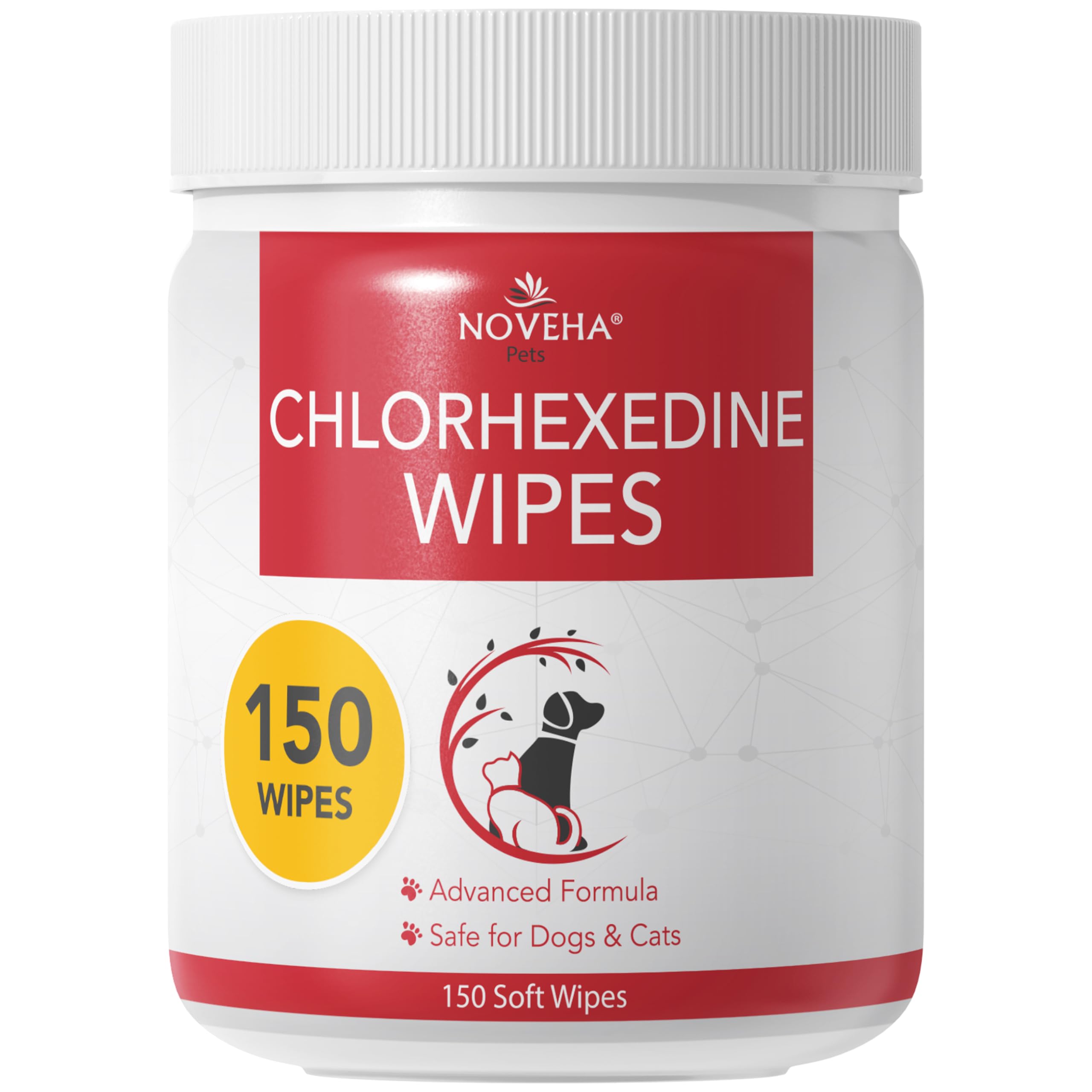 Noveha Pet Wipes - Formulated Pet Wipes - For Facial And Finger Folds, Underarms - 3'' X 2'' Size (150 Counts)