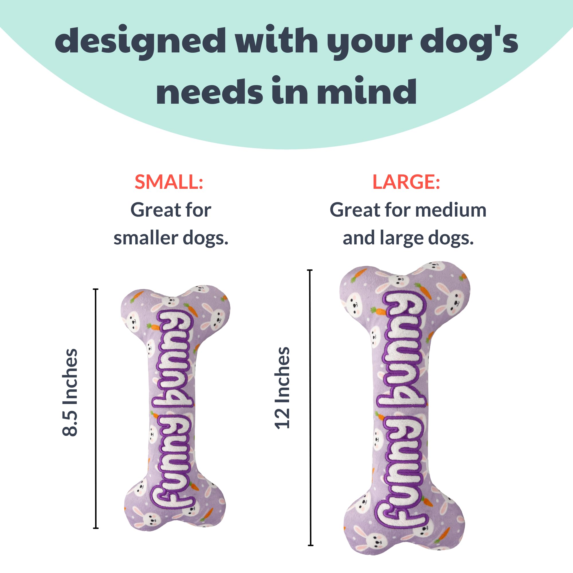 Huxley & Kent For Dogs - Funny Bunny Bone (Small) - Easter/Spring Funny Dog Toy - Power Plush Funny Dog Toy With Squeaker - Fun,