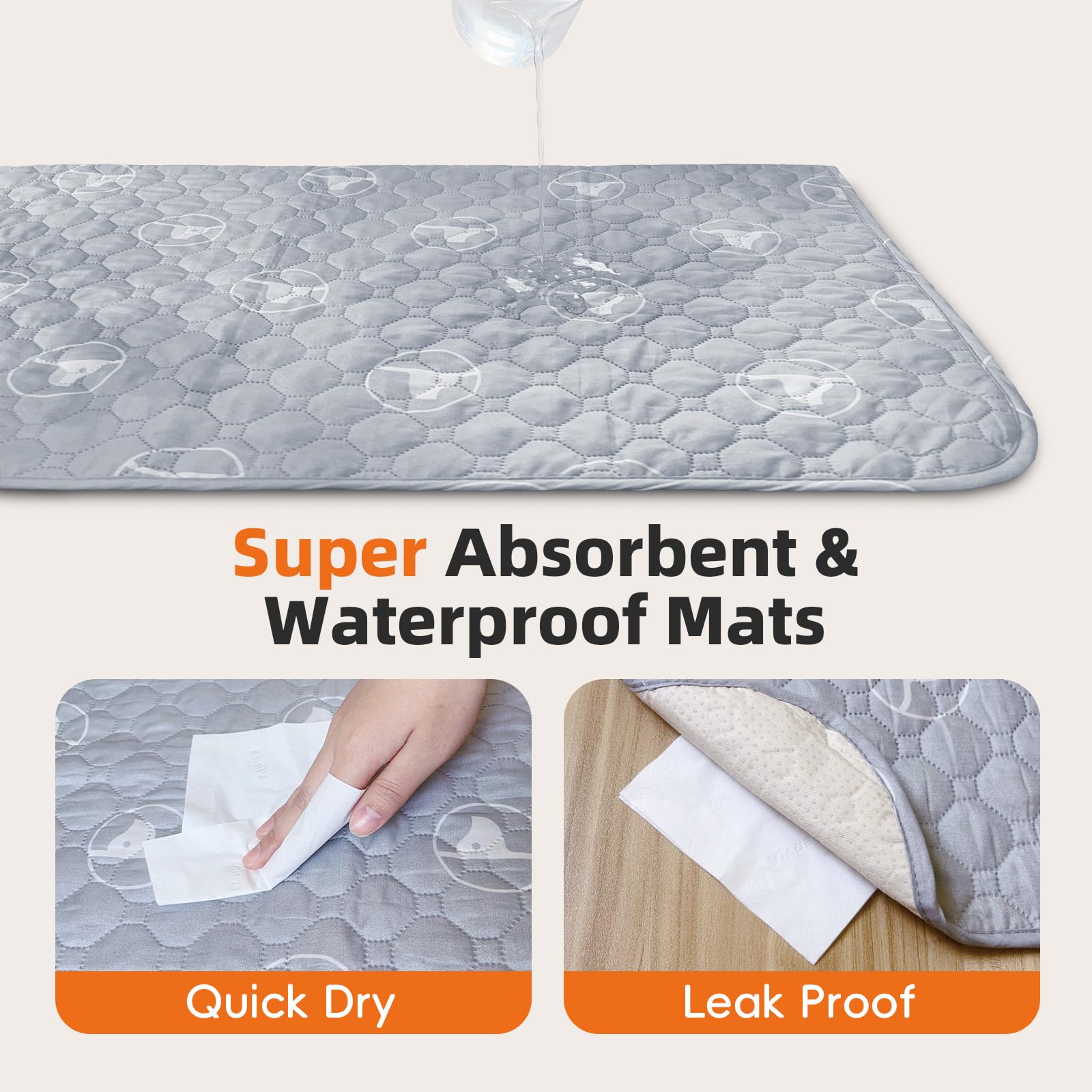 Washable Pee Pads For Dogs 6 Pack, 36'' X 36'' Reusable Pee Pads For Dogs, Super Absorbent Pet Training Pads, Reusable Puppy Pad