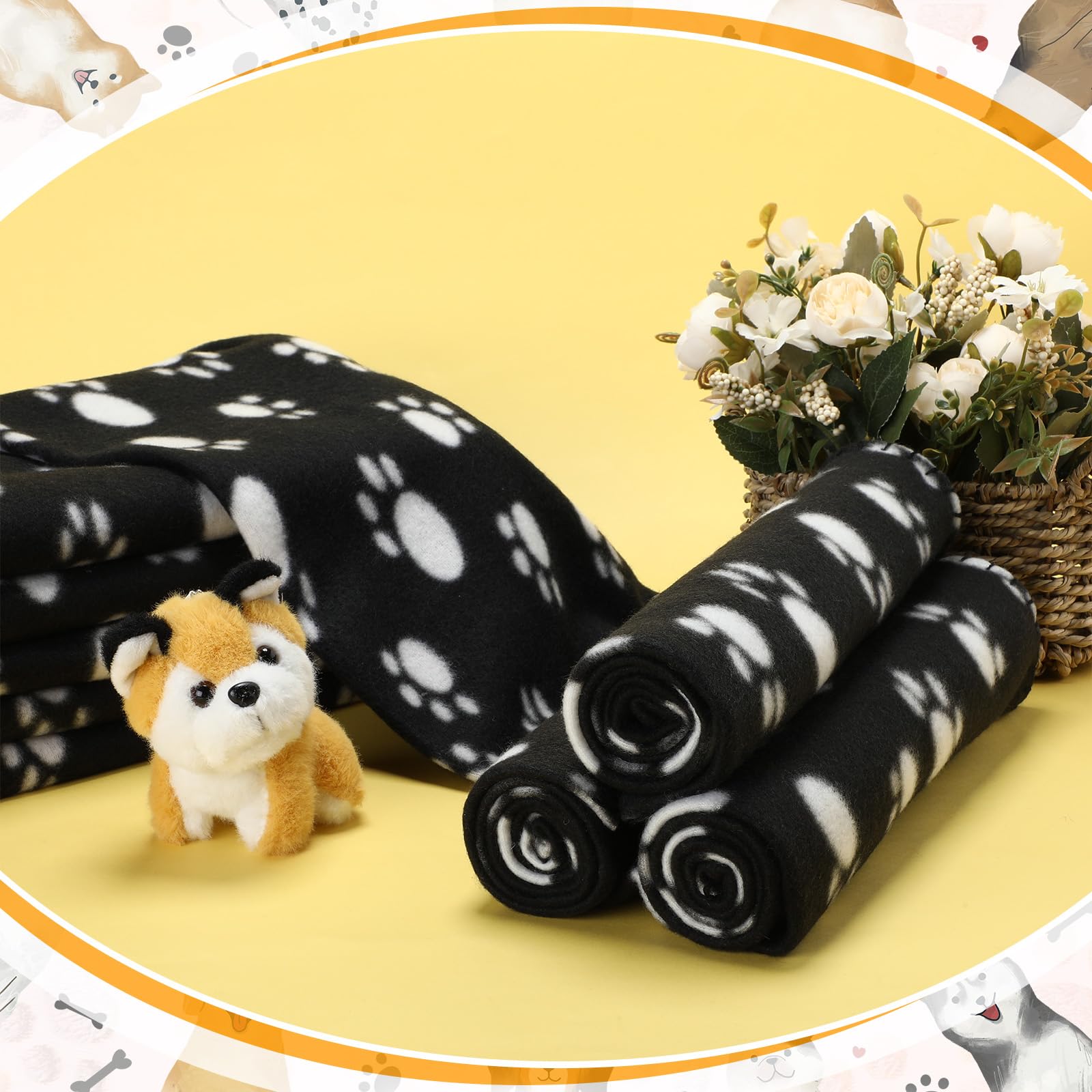 Tatuo 10 Pieces Pet Blankets With Paw Print Dog Cat Fleece Blankets Soft Warm Sleep Mat Pad Bed Cover For Kitten Puppy And Other