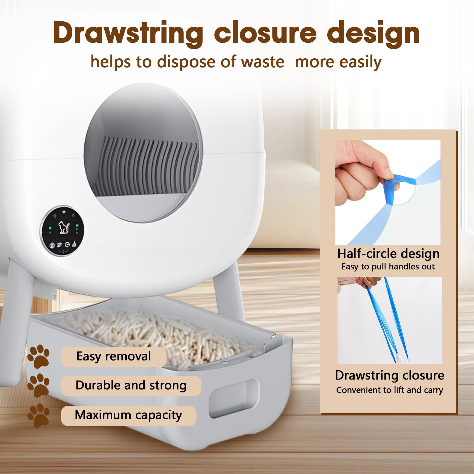 120 Count Cat Litter Box Liners For Fumoi And Fsitego Self Cleaning Litter Box, Extra Thick Heavy Duty Cat Litter Bags Replaceme