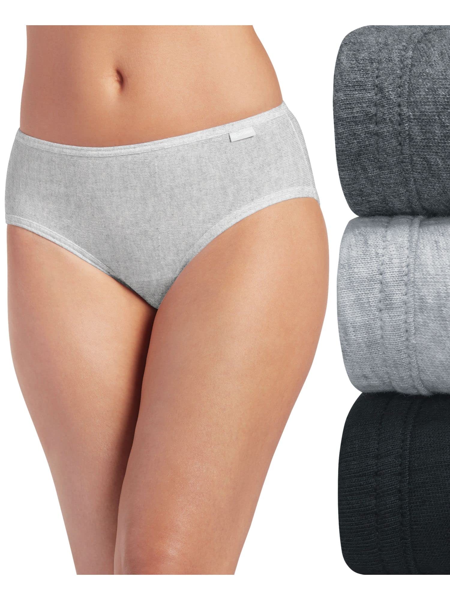 Jockey Womens Underwear Elance Hipster - 3 Pack, Grey Heathercharcoal Heatherblack, 7