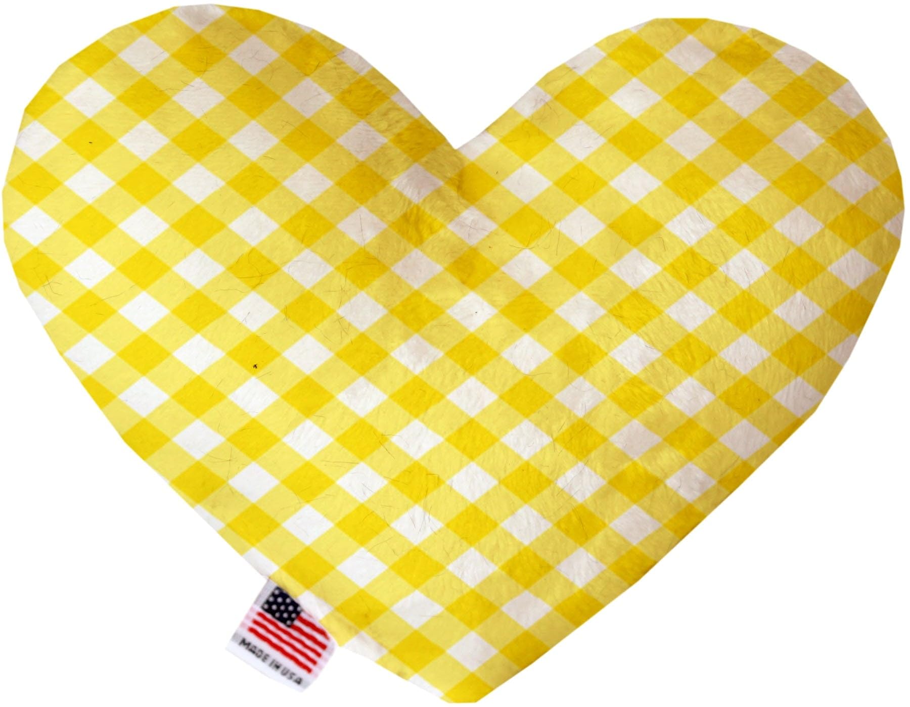 Pet and Dog Plush Heart or Bone Toy, &quot;Plaids Group&quot; (Available in different sizes, and 7 different pattern options!) Purple &Yellow Plaid 6&quot; Plush Bone