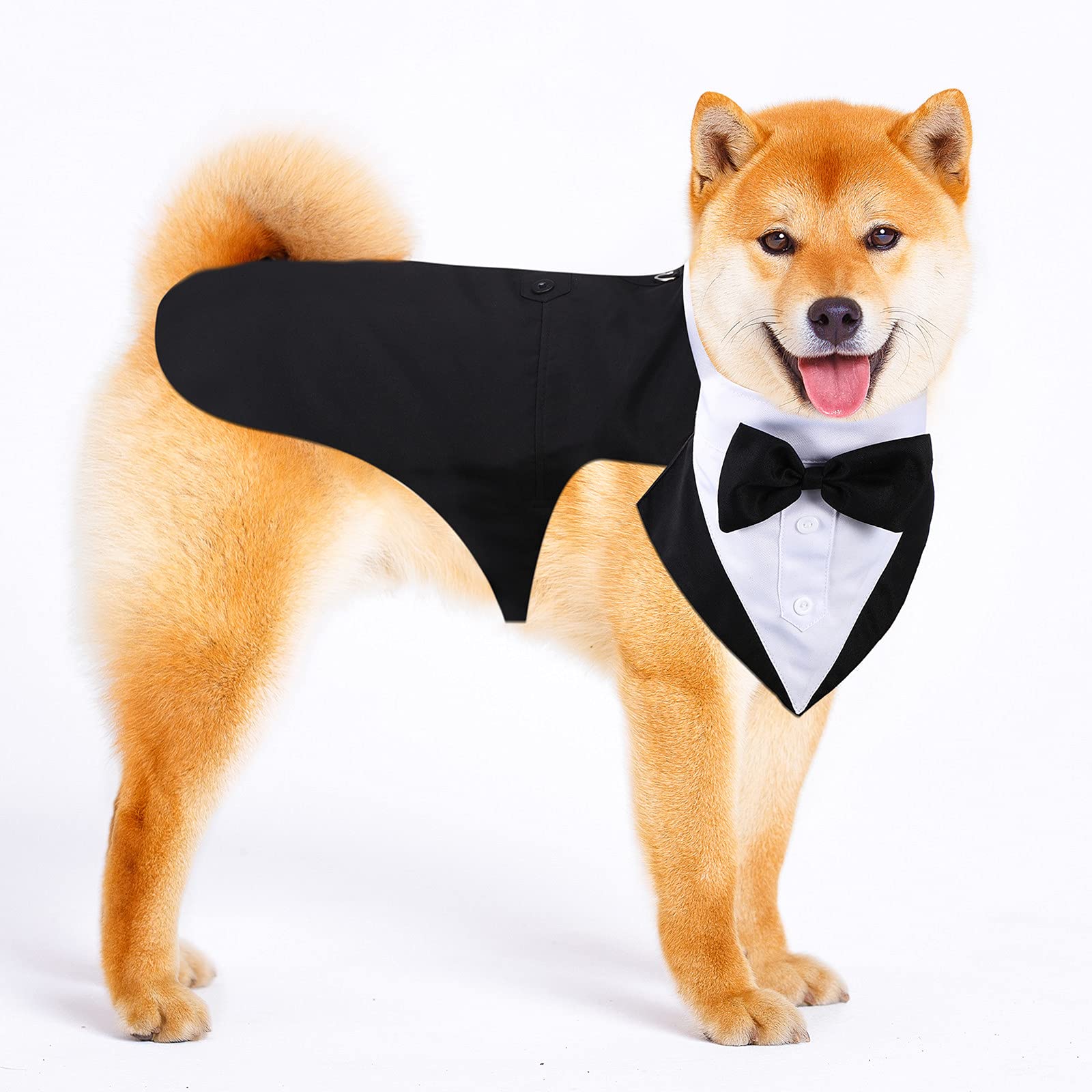 Dog Tuxedo And Bandana Set Dogs Formal Tuxedo Pet Wedding Party Suit Wedding Bow Tie Shirt For Wedding Christmas Birthday Costumes (Cute Style,M)