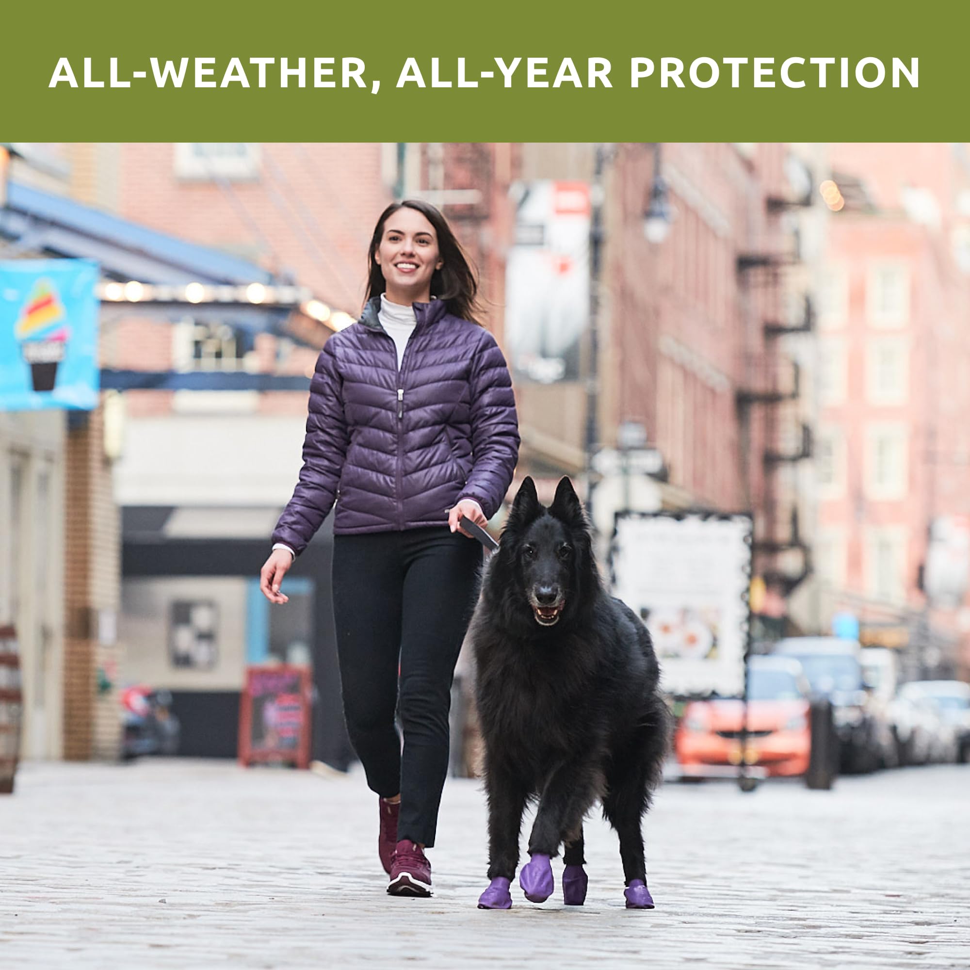 PawZ Rubber Dog Boots for Paws up to 3, 24 Total (2 Packs of 12) - All-Weather Dog Booties for Hot Pavement, Snow, Mud, and Rain