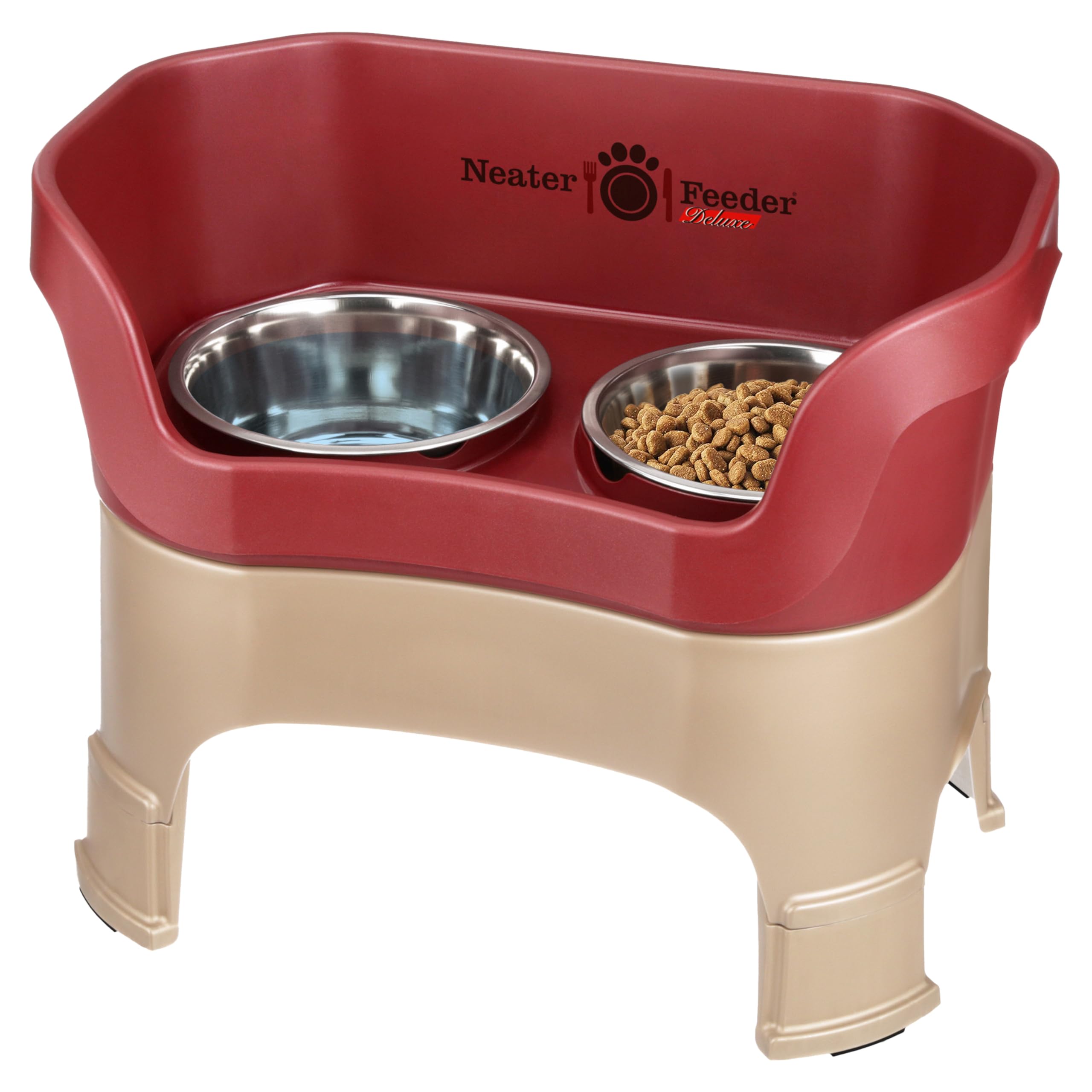Neater Feeder Deluxe Mess Proof Dog Bowls Elevated for Large Dogs - Made in USA - No Spill Raised Dog Food Bowl Stand w/Leg Exte