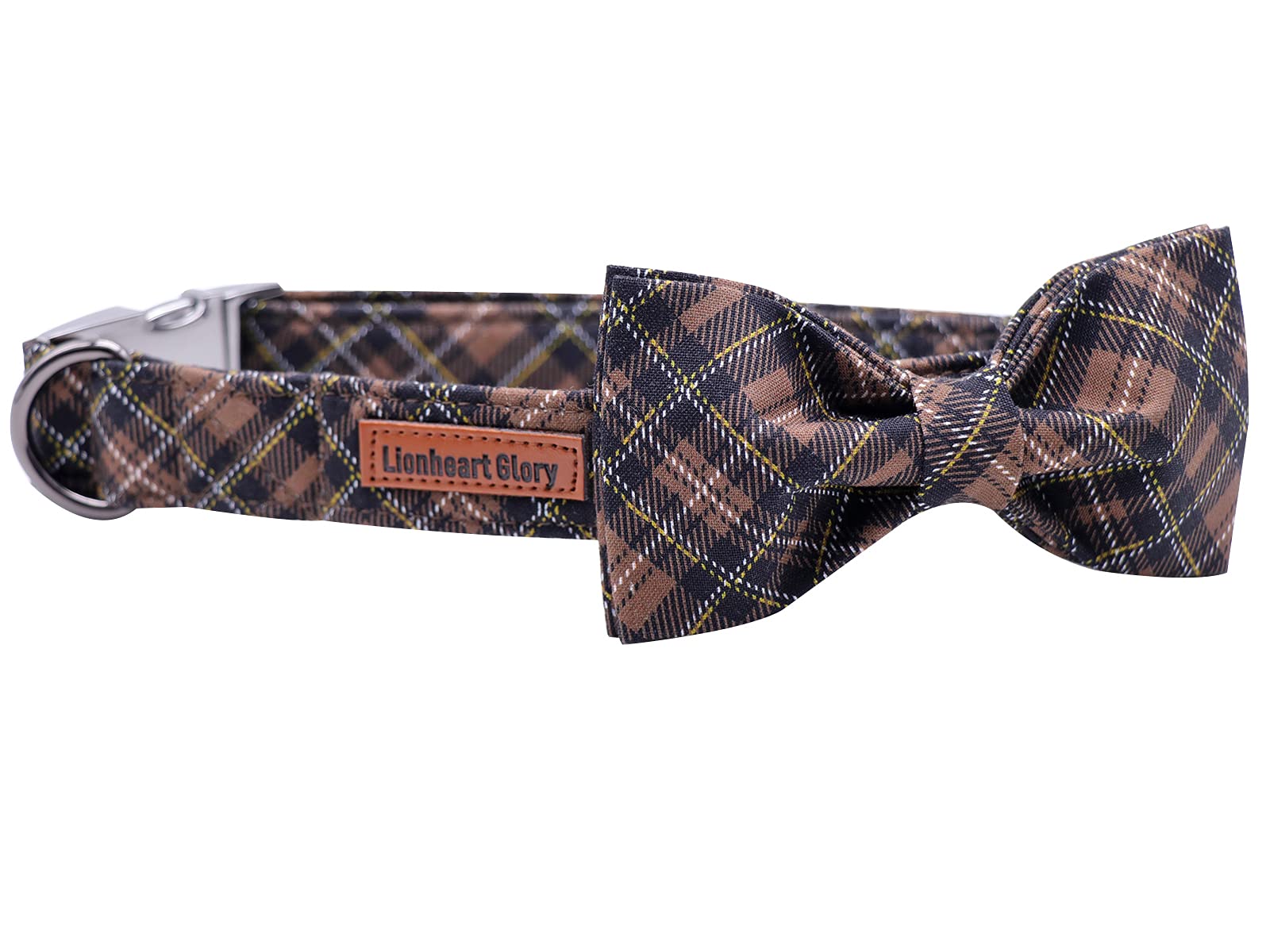 Lionheart Glory Premium Plaid Dog Collars, Bowtie Dog Collar, Adjustable Heavy Duty Dog Collar With Bow For Medium Dogs