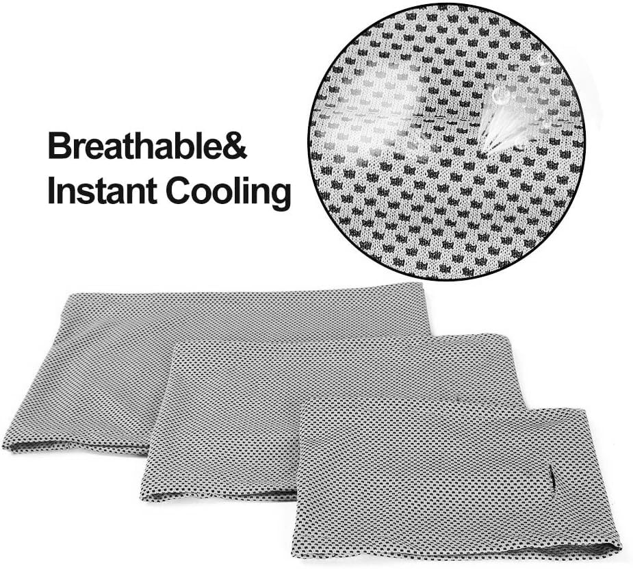 Delifur Dog Instant Cooling Bandana Pet Breathable Scarf Cats Ice Collar For Summer (Grey, M)