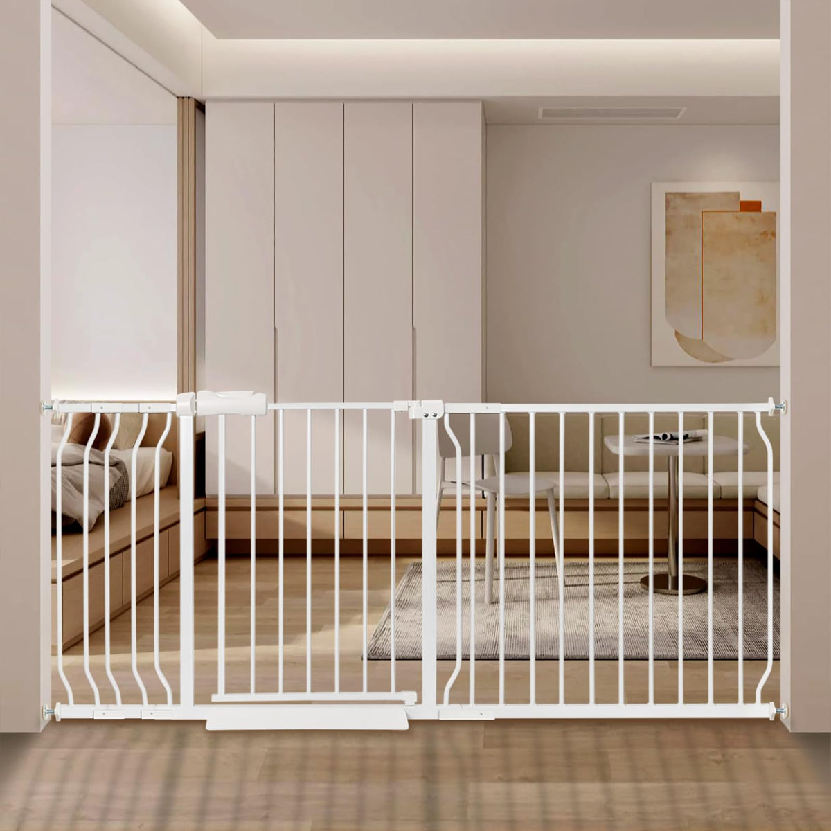 Extra Wide Baby Gate with Door Pressure Mounted 66.92-71.65 Inch,Child Baby Gates for Doorways No Drilling,Walk Through Dog Gate