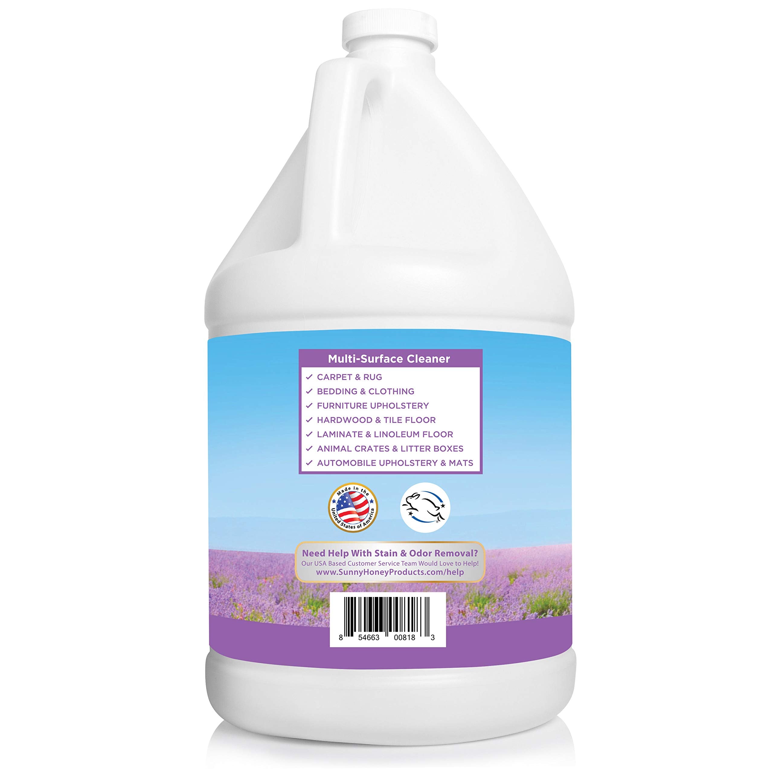 Sunny & Honey Pet Stain & Odor Miracle - Enzyme Cleaner For Dog And Cat Urine, Feces, Vomit, Drool (Light Lavender Scent, 1 Gallon)