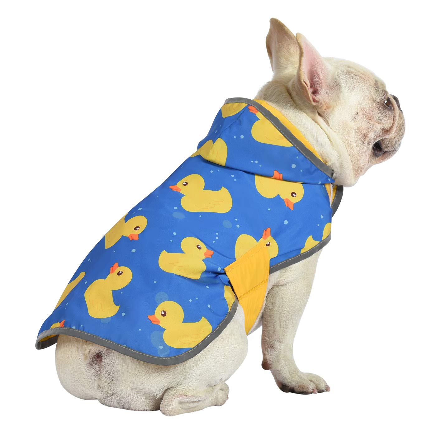 HDE Reversible Dog Raincoat Hooded Slicker Poncho Rain Coat Jacket for Small Medium Large Dogs Ducks Yellow - M
