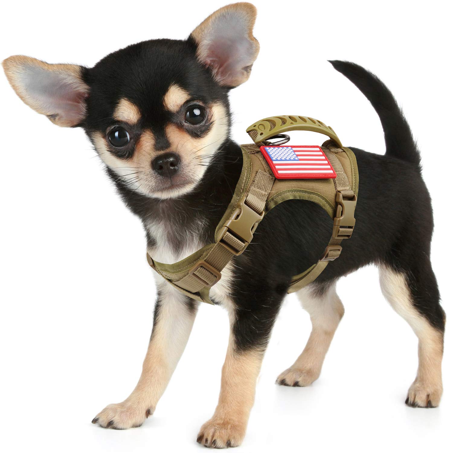 Hanshengday Tactical Service Dog Harness Vest,K9 Adjustable Military Working Harness Water-Resistant Comfortable Training MOLLE 