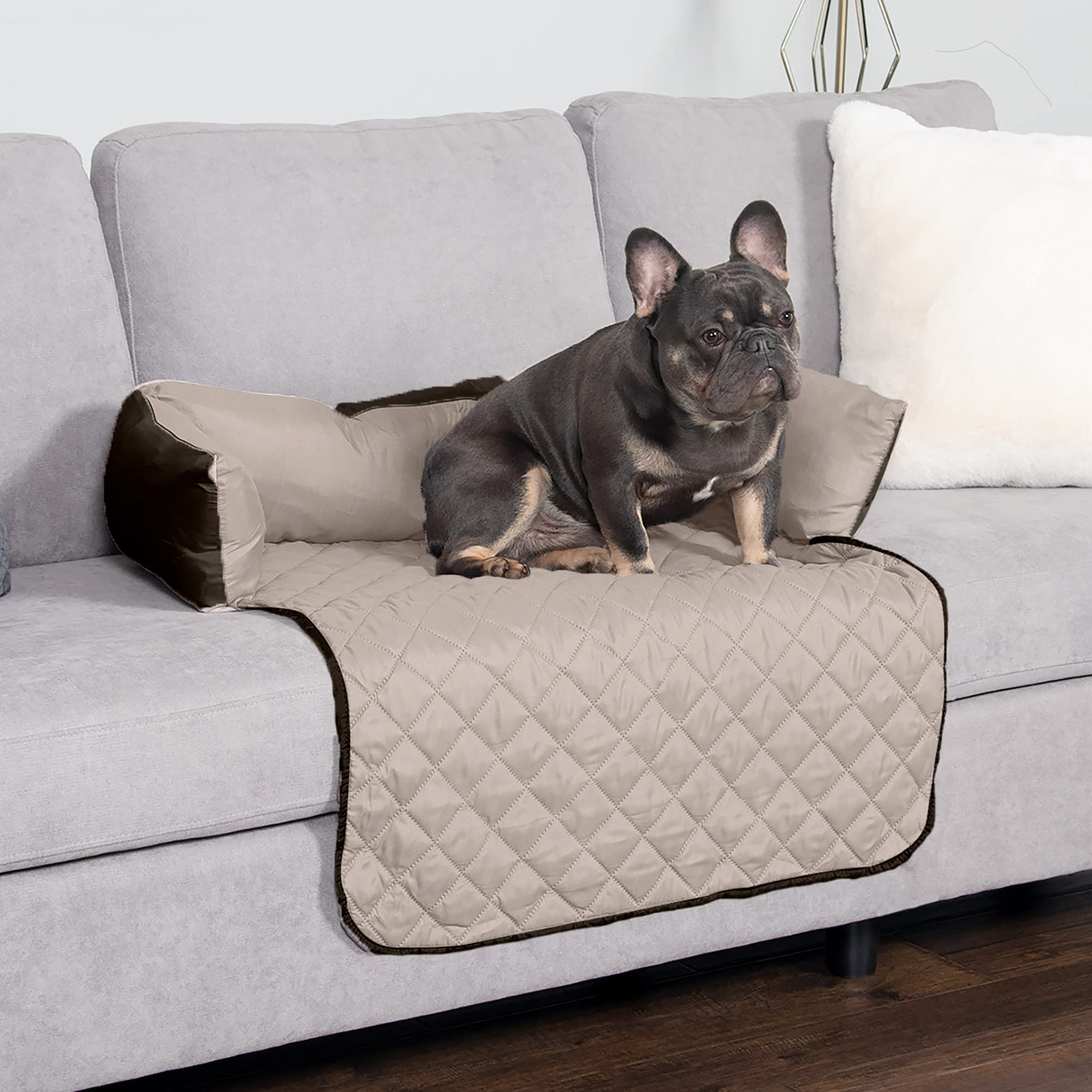 Furhaven Water-Resistant & Reversible 30' Wide Seat Cover Protector For Dogs & Cats, Perfect For Couches, Beds, & Car Seats - Sofa Buddy Bolster Seating Protector - Espresso/Clay, Medium