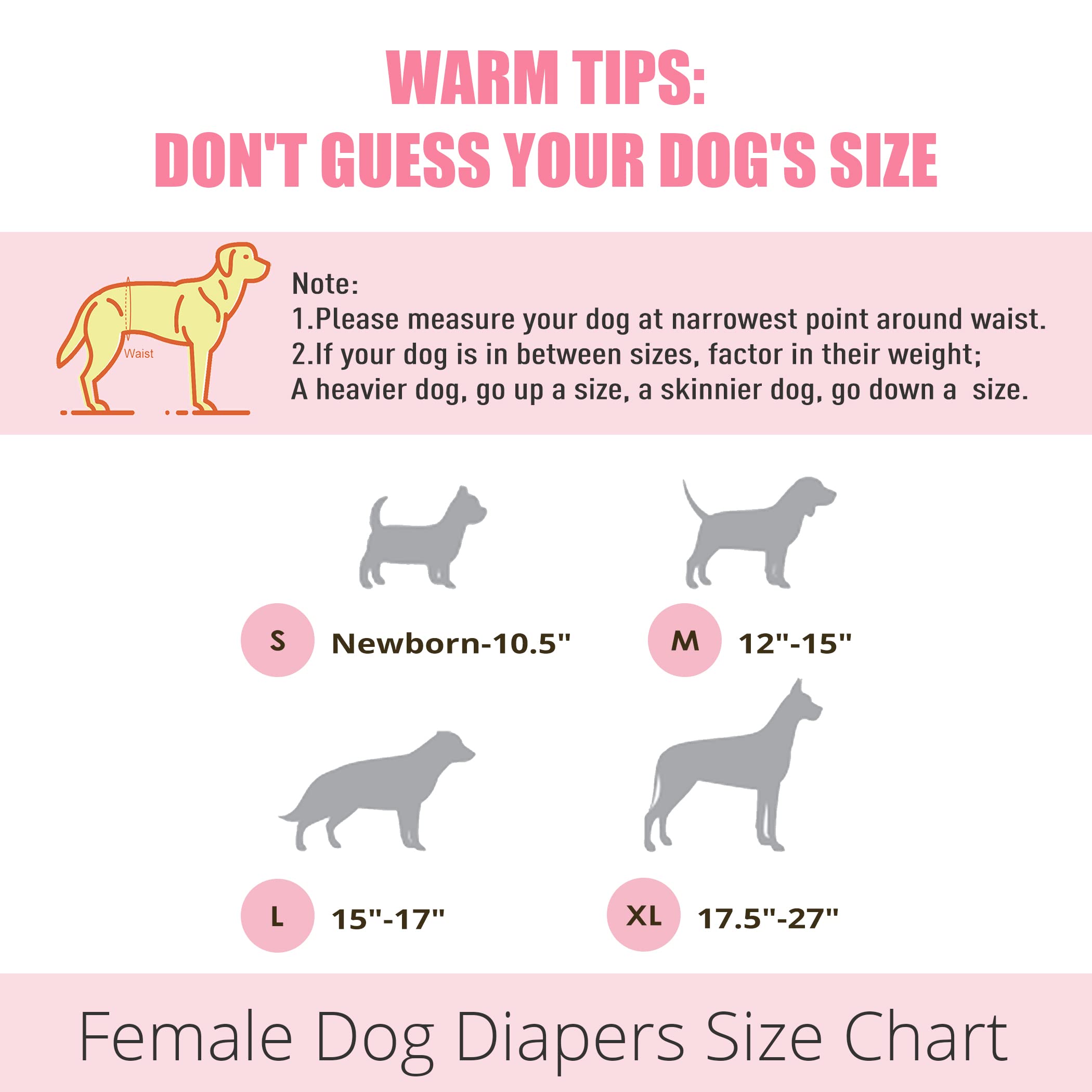 wegreeco Washable Dog Diapers (3 Pack), Highly Absorbent Dog Diapers for Female Dogs in Heat, Period, Incontinence, or Excitable