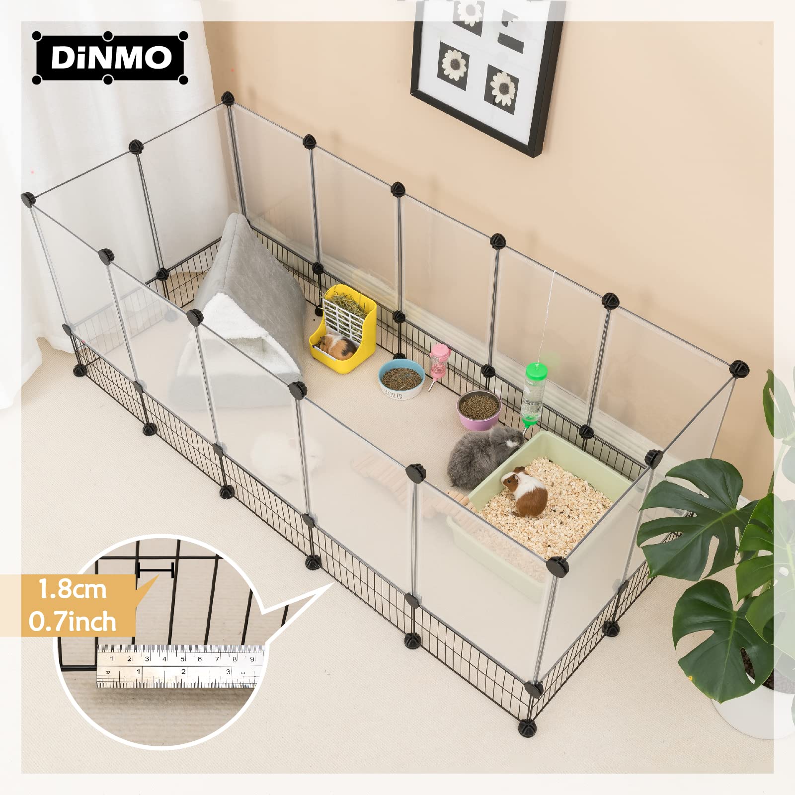 Dinmo Rabbit Playpen, Guinea Pig Cages, Hamster Cages, Iron Net Bottom Design For Small Animal, Bunny, Ferret, Hedgehog, Diy, Ex