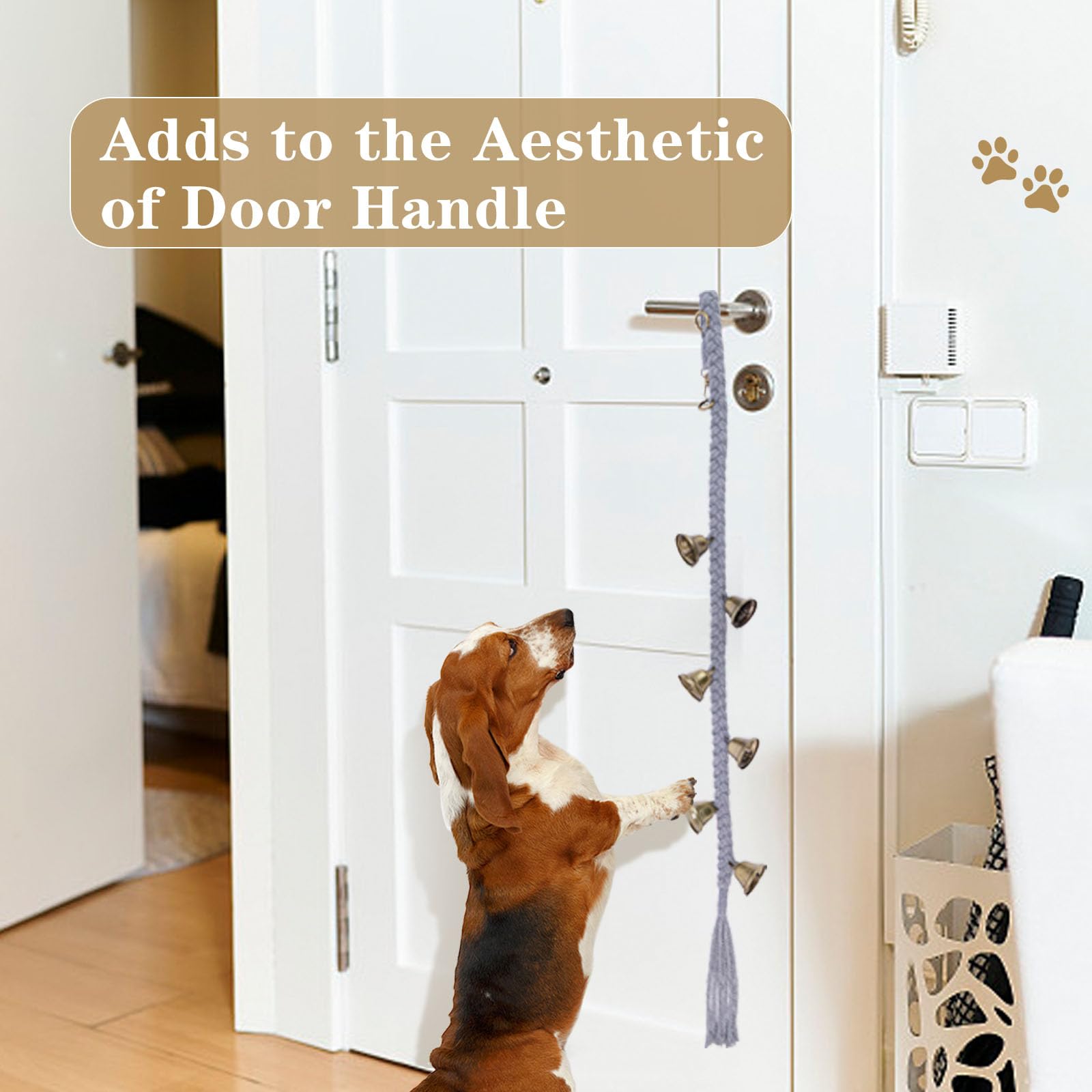 Klogtsind 2 Pack Dog Bells For Door Potty Training, Handwoven Cotton Rope Dog Doorbell With 6 Extra Loud Bells, Adjustable Dog D