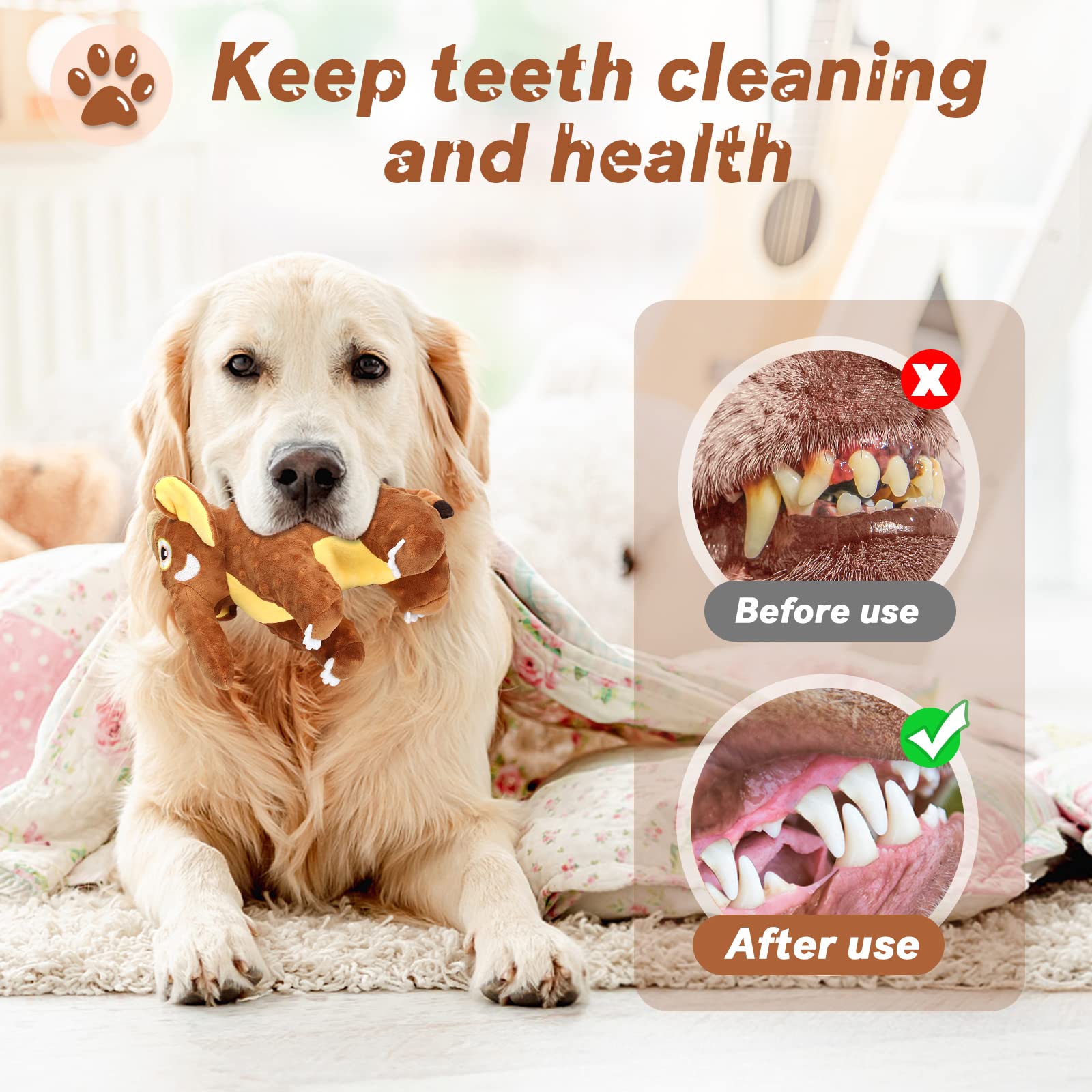 Letsmeet Dog Toys Durable Squeaky Plush Dog Toy For Puppy Teething Dog Chew Toys For Small, Middle, Large Dogs