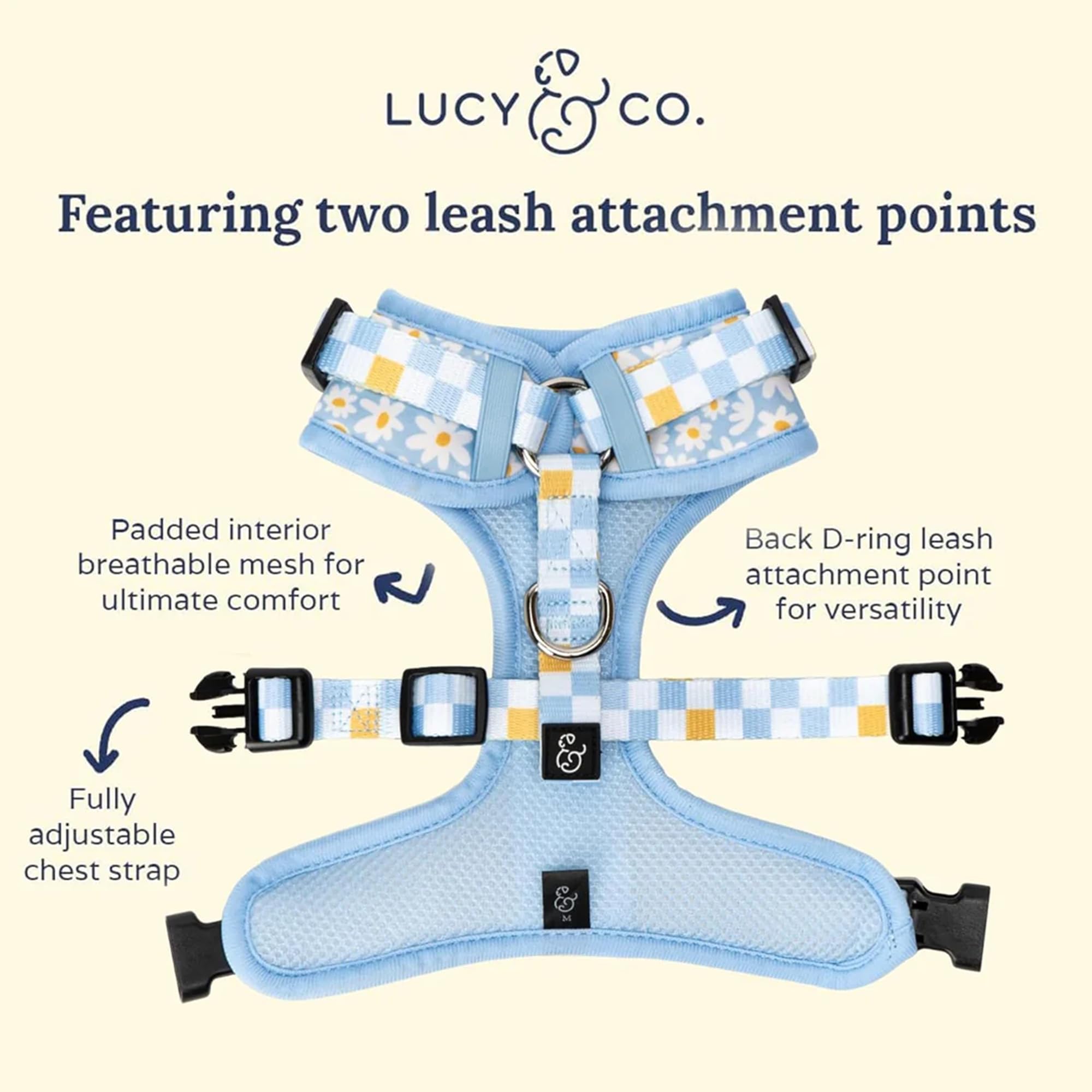 Lucy & Co. The Simply Splendid No-Pull Dog Harness - Size Large - Vest to Stop Pulling & Walk Easy - Comfortable Leash Training