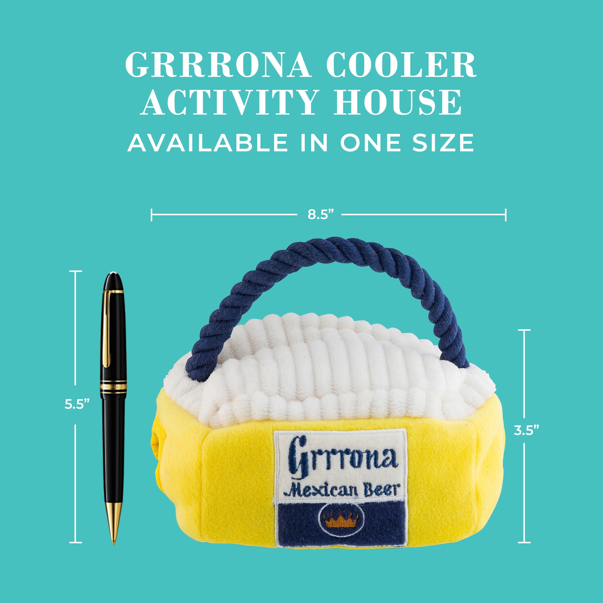 Haute Diggity Dog Grrrona Cooler Activity House, Plush Designer Dog Toys With Interactive Squeaker, Stimulating Pet Enrichment,