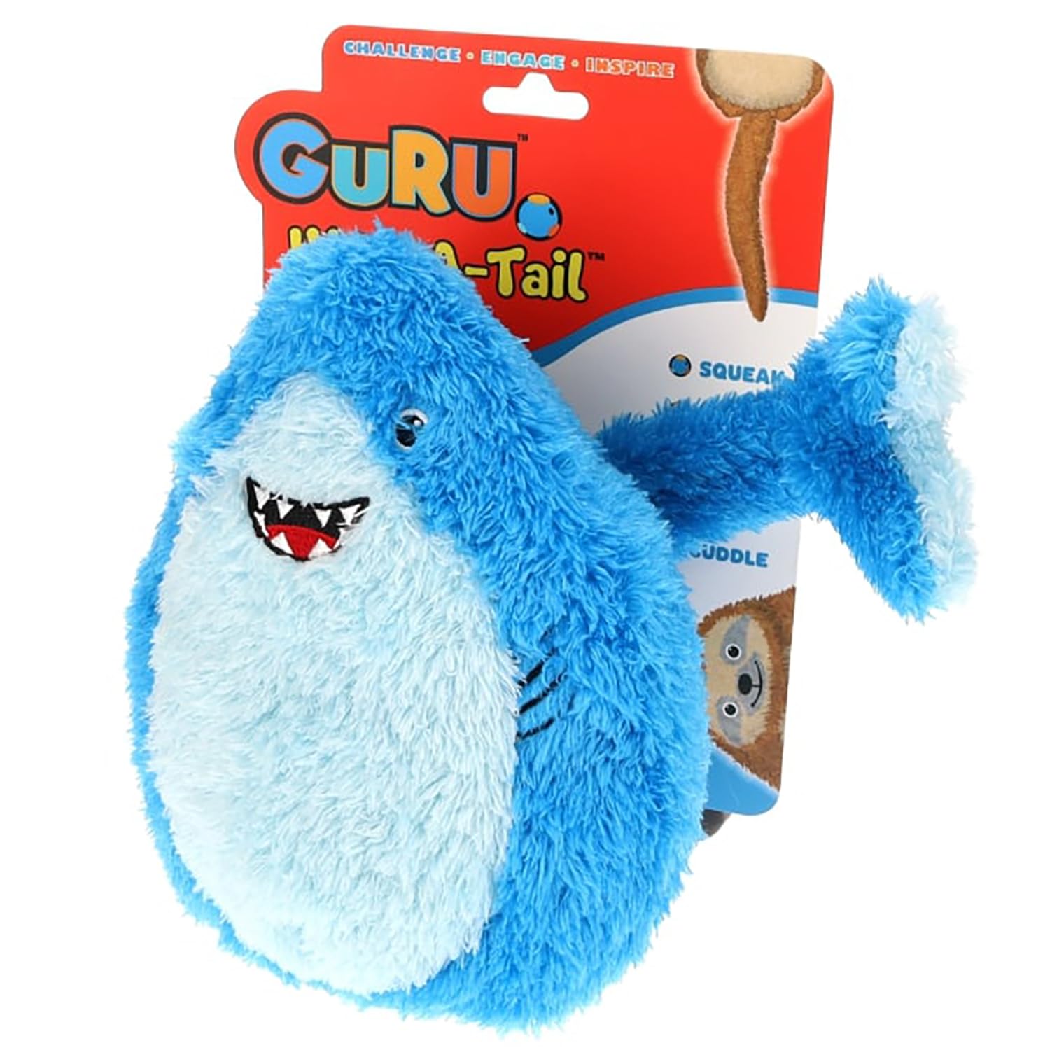 GURU Pet: Hide-A-Tail: Shark - Large - Blue Plush Dog Toy, Hides-Dispenses Treats, Squeaks & Crinkles, Soft Animal Character, Tu