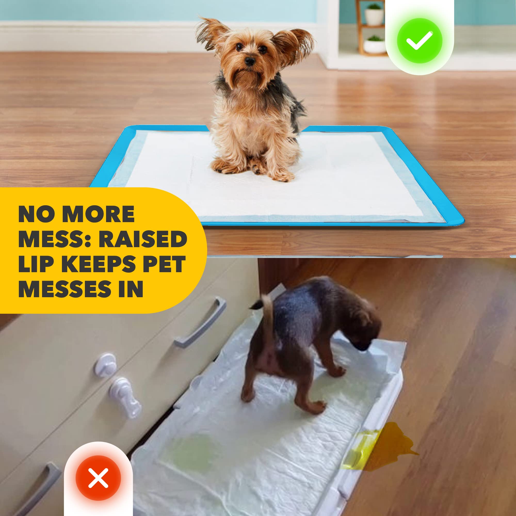 Skywin TidyFriend Pee Pad Holder Tray 24 x 24 Inches, Silicone Dog Potty Tray, Easy to Clean No Spill Dog Potty Training Pad Hol