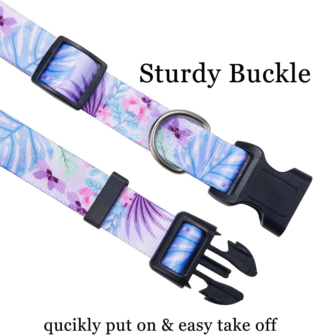 Mihqy Dog Collar And Leash Set With Bohemia Floral Tribal Geometric Patterns - Soft Ethnic Style Collar Adjustable For Small Medium Large Dogs(Purple Flower Flower Set,S)