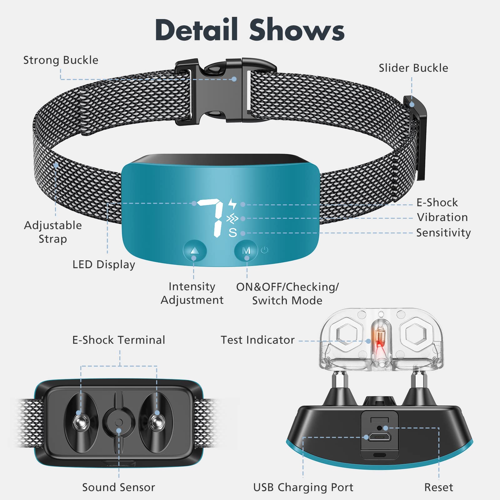 Nbju Bark Collar For Dogs,Rechargeable Anti Barking Training Collar With 7 Adjustable Sensitivity And Intensity Beep Vibration F