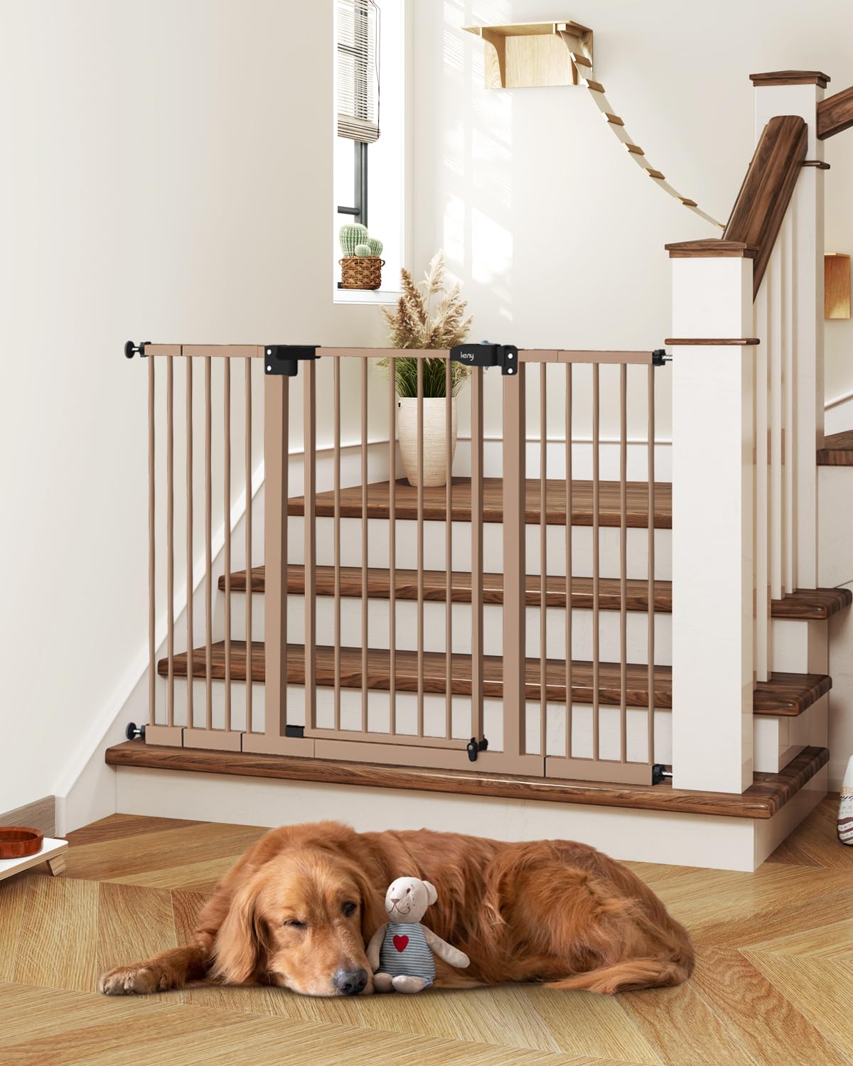 keny Extra Wide Baby Gate - 29 to 47.3 Auto Close Safety Gate, Pressure Mounted, No Drilling, Brown