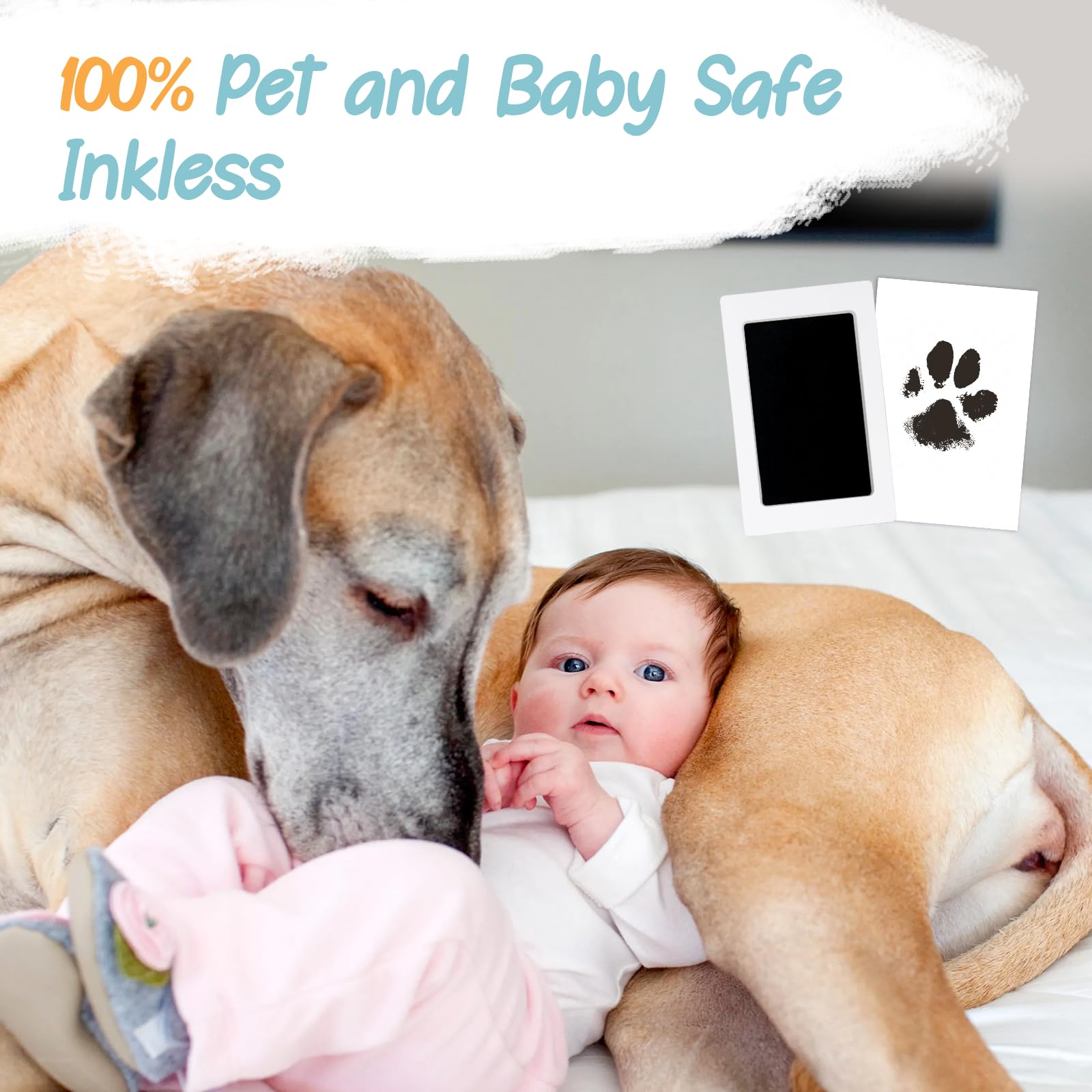 Tubuui Paw Print Kit For Dogs Cats,Inkless Dog Paw Print Kit, Dog Nose Print Kit,Clean Touch Baby Hand And Footprint Kit,No Mess