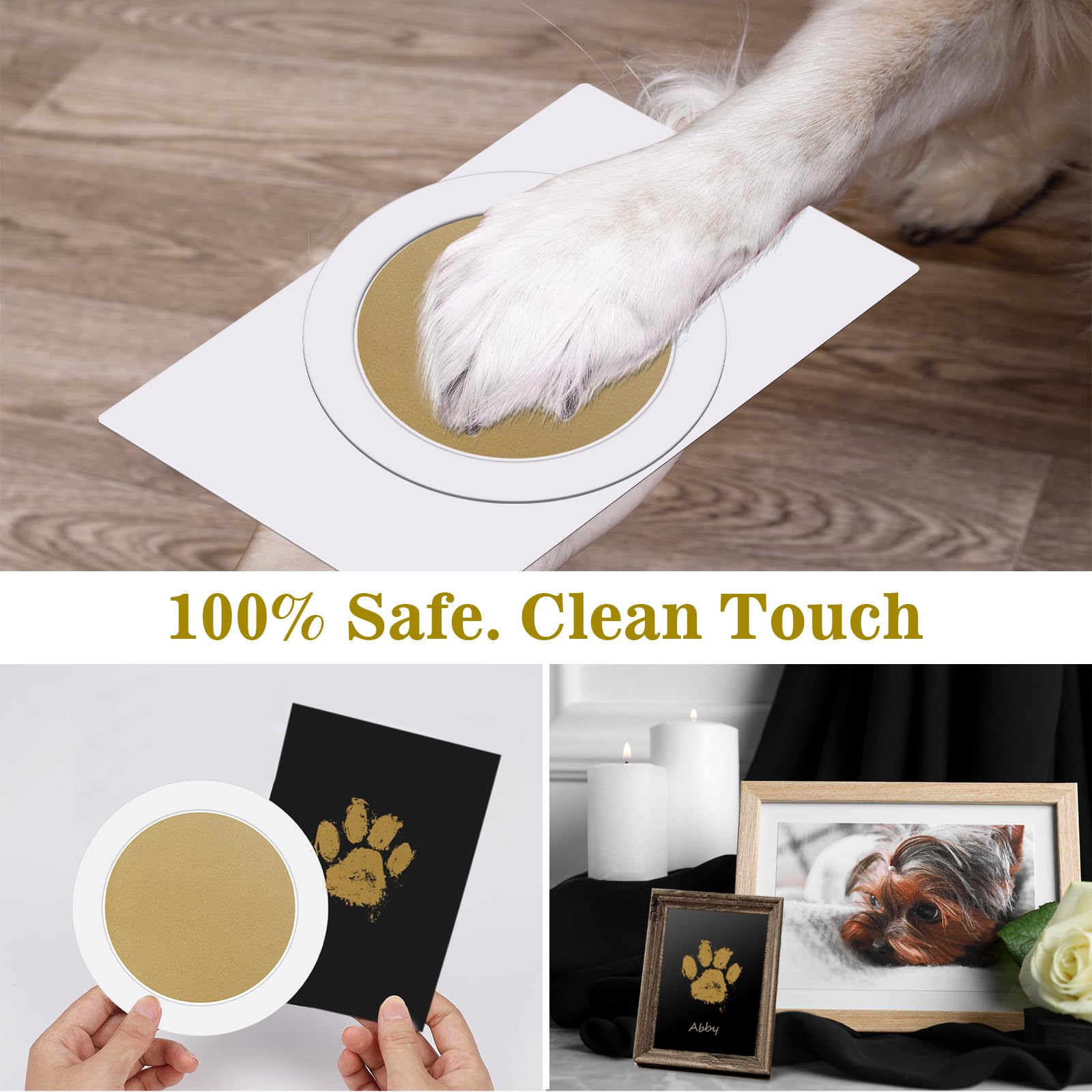 Nabance Paw Print Kit, Dog Nose Print Kit, Mess-Free Gold & Silver Paw Print Ink Pads, 8Pcs Pet Paw Print Impression Kit with Ph