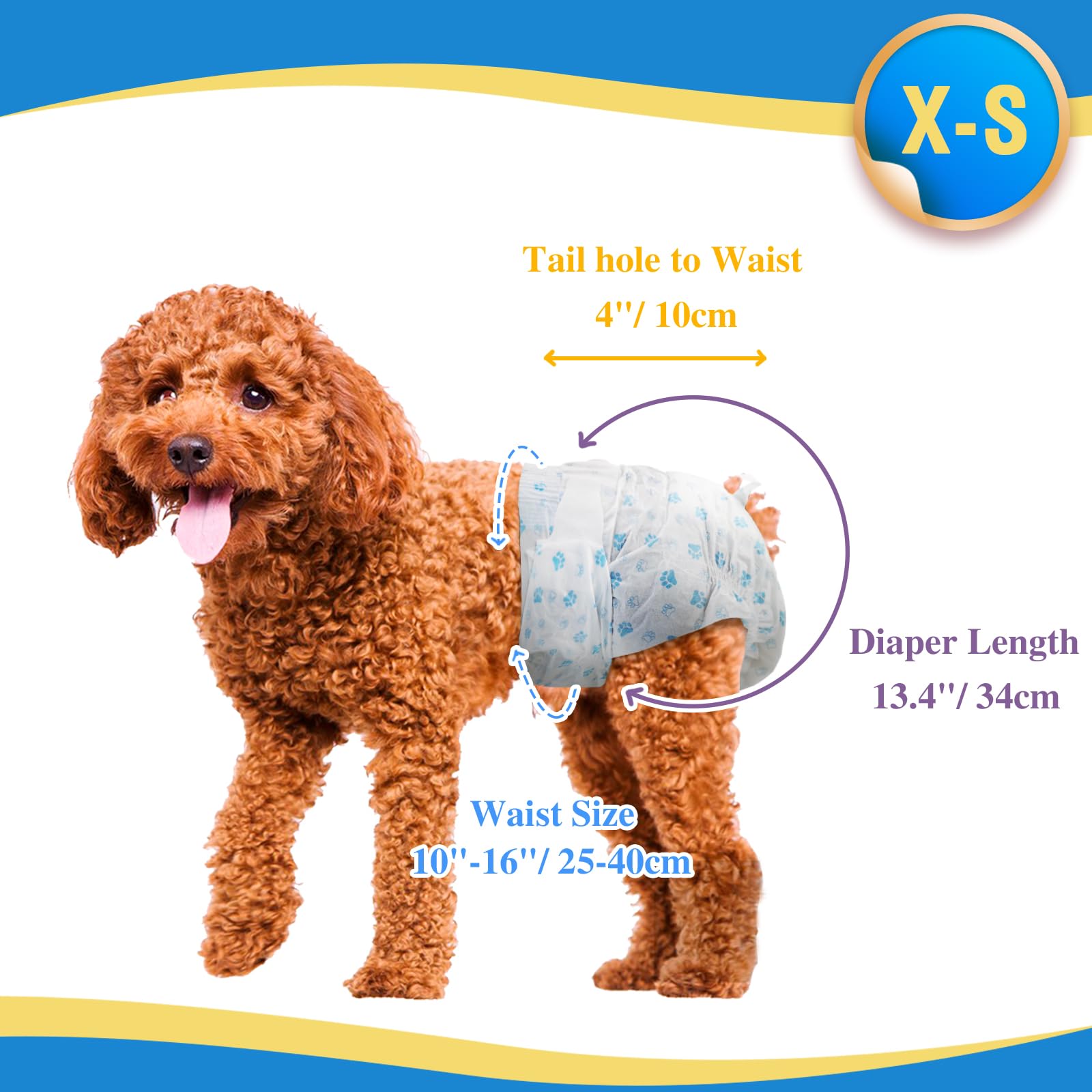 Immcute Female Dog Diapers 30 Count,Super Absorbent Disposable Dog Diapers Female With Flash Dry & Leakproof, Doggie Diapers For