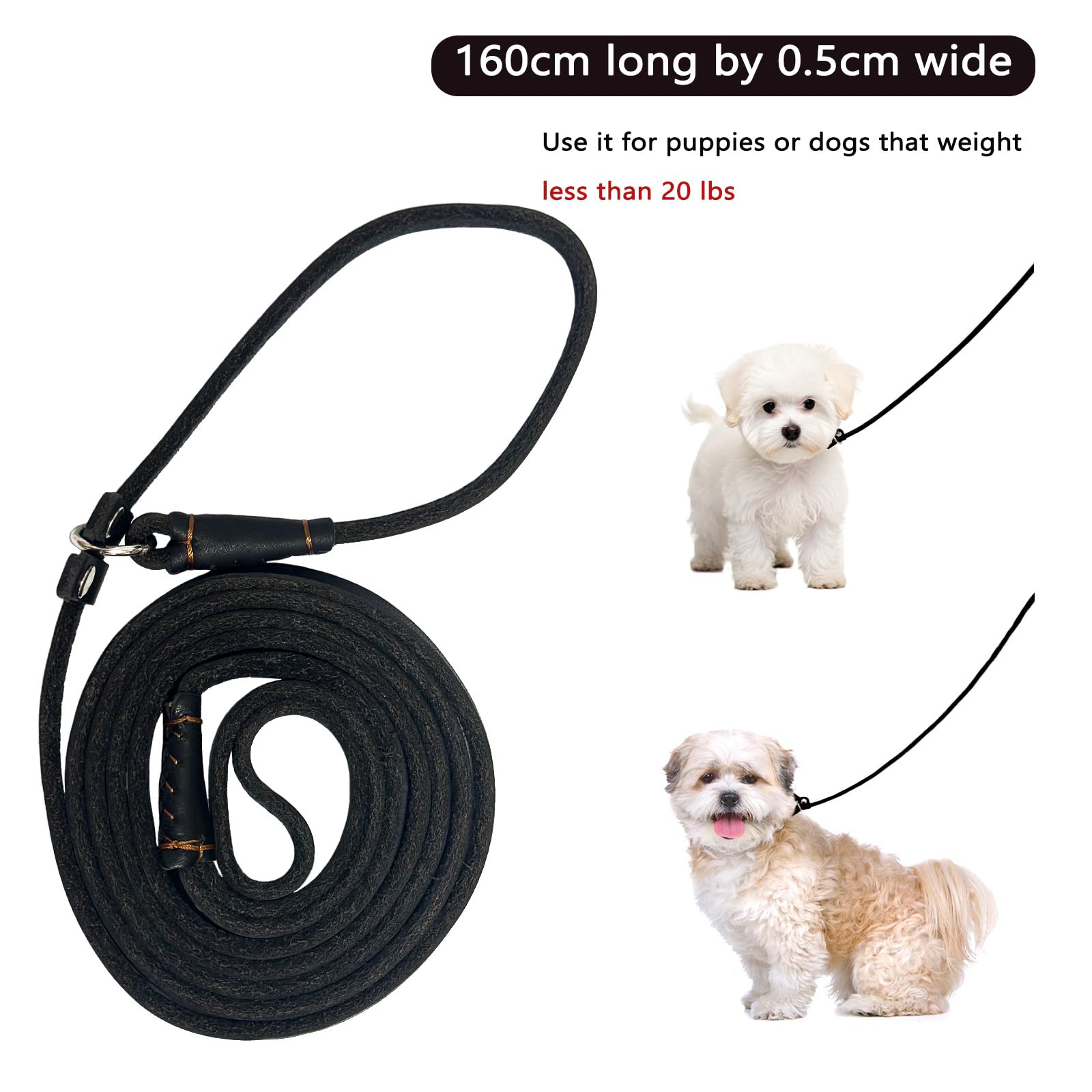 Guiding Star Leather Slip Leads For Dogs Leather Slip Leash For Small Dogs Leather Dog Leash Training Leash For Puppy Small Medi