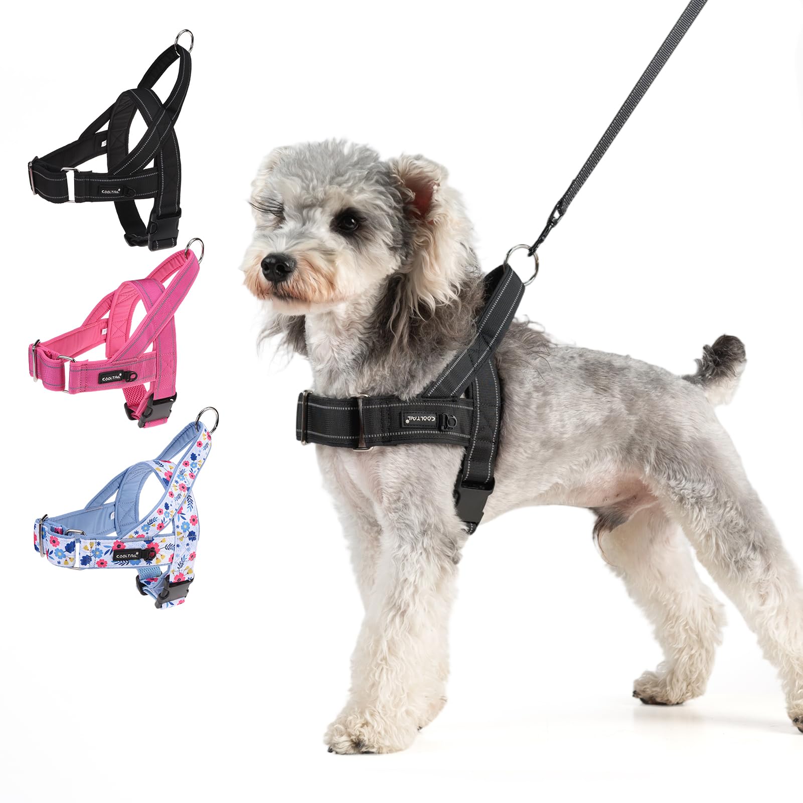 KOOLTAIL No Pull Harness Medium Size Dog with Handle, Easy Walk Puppy Vest Harness Neck & Chest Soft Paded Adjustable, Reflectiv