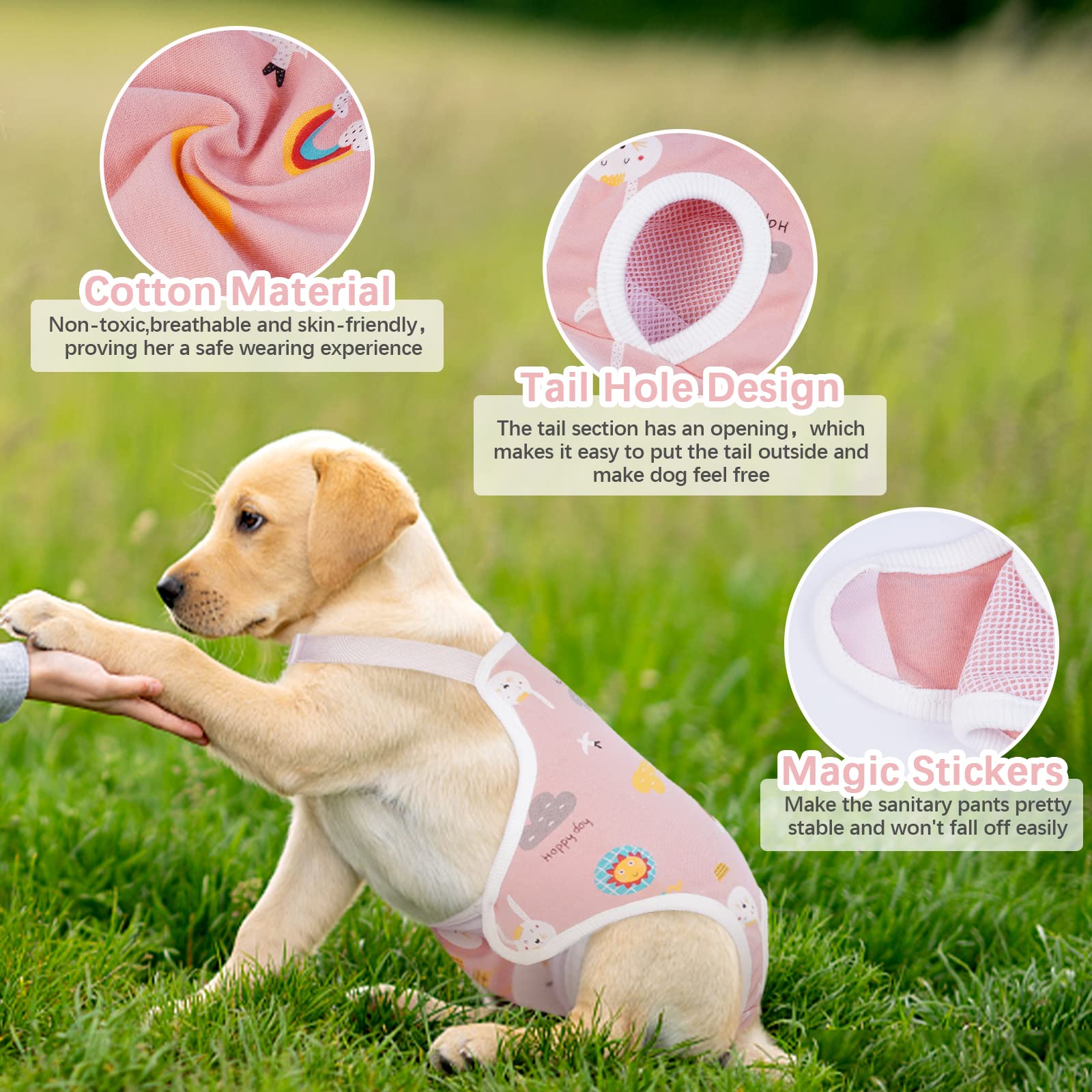 Qbleev Dog Diapers Female Sanitary Pantie With Adjustable Suspender, Reusable Doggie Diaper Cozy Underwear For Female Girl Dogs In Heat Period, Breathable Cotton Briefs For Teddy Corgi French Bulldog