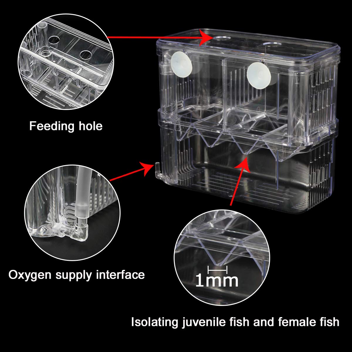 Senzeal Aquarium Fish Breeder Box Plastic Fish Isolation Breeding Box Hatching Incubator For Baby Fish Shrimp Clownfish Guppy