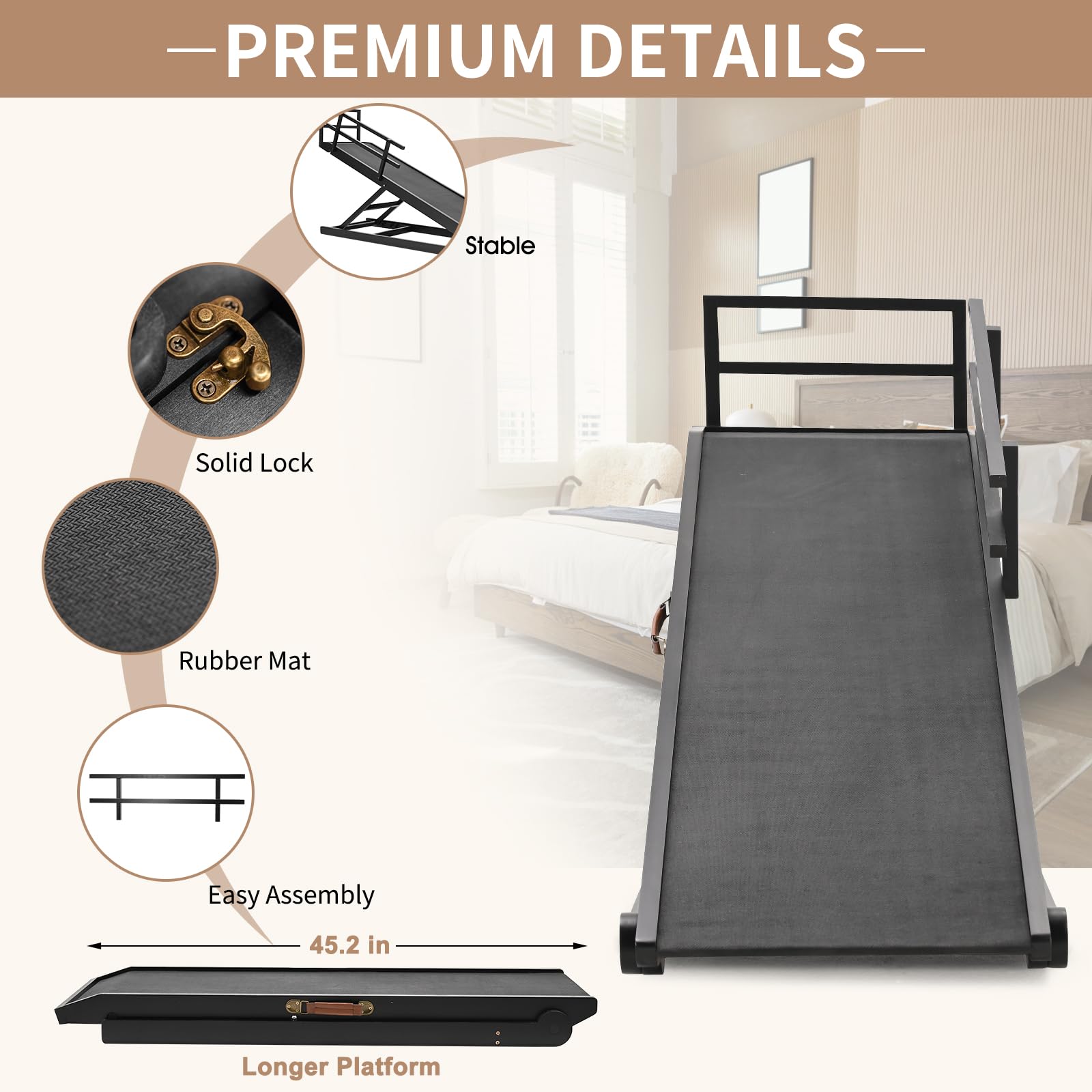 Slsy Dog Ramp, Upgraded Folding Adjustable Pet Ramp With Rubber Mat,45.2'' Long For Middle Bed/Couch/Suv, Work For Small & Large