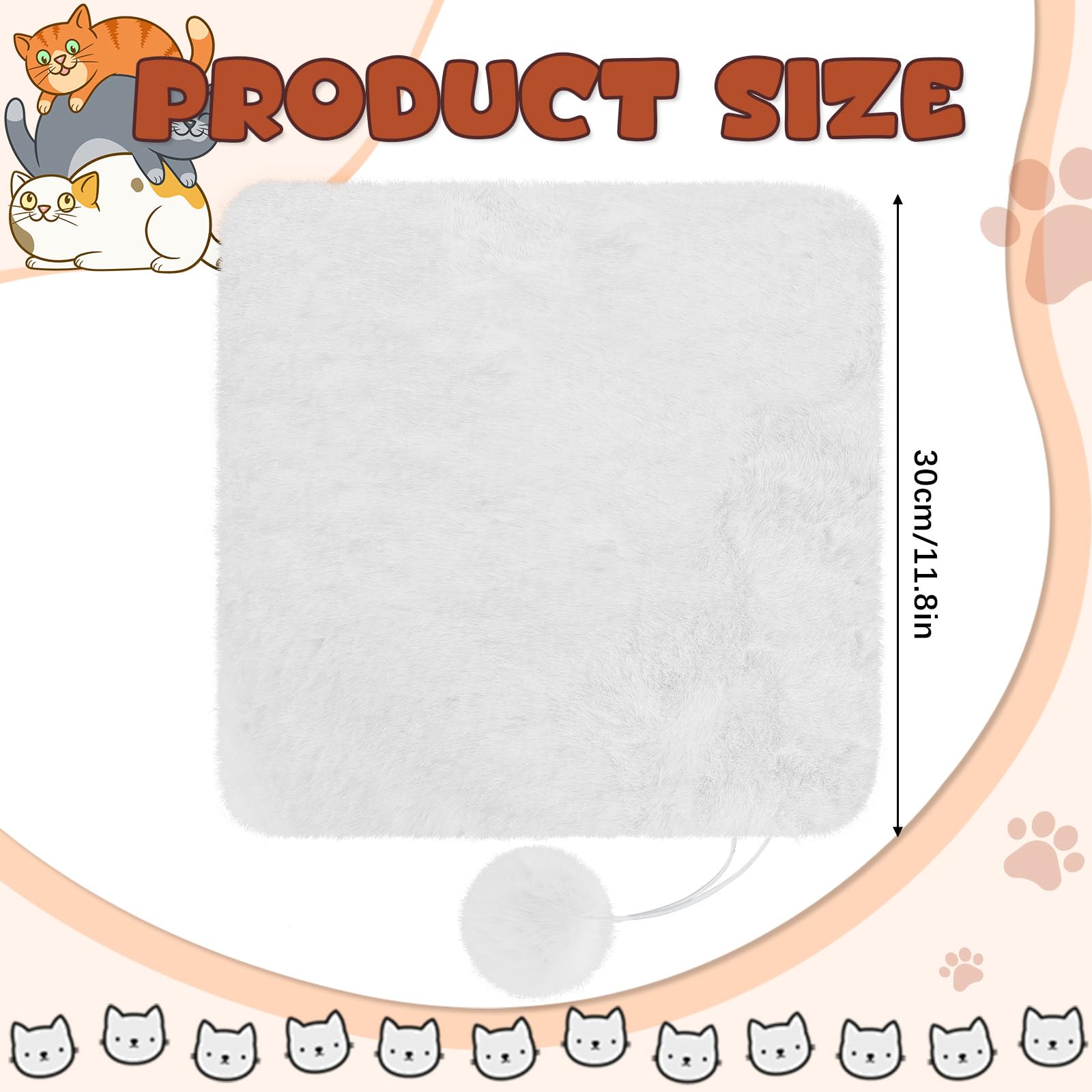 Abbylike 3 Pack 11.8 Square Cat Dog Bed Cushion Pad Mat Faux Rabbit Fur Pet Bed with Ball Anti Slip Soft Washable Cat Tree Tower