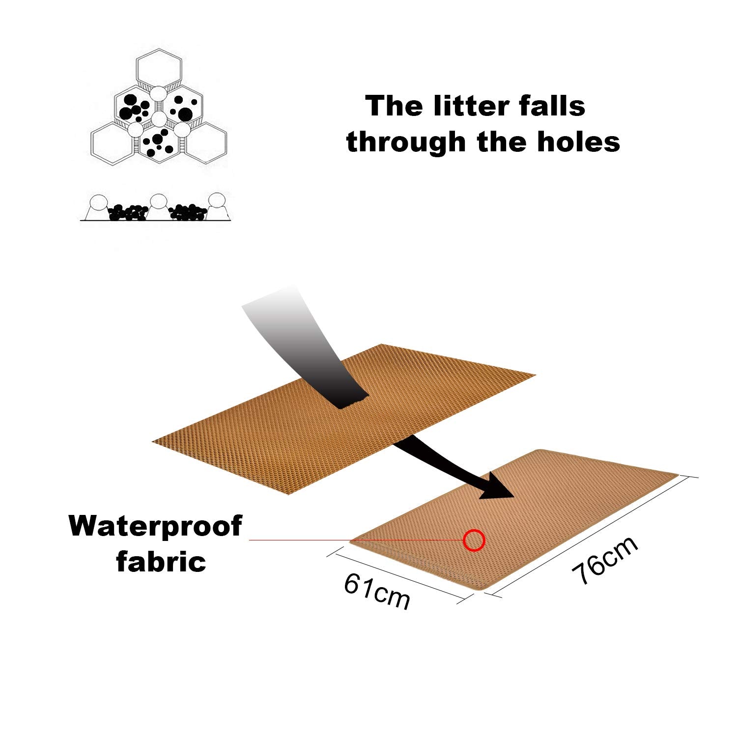 Pieviev Cat Litter Mat Double Layer Waterproof Urine Proof Trapping Mat 1 Pack (30''X24'', Brown)