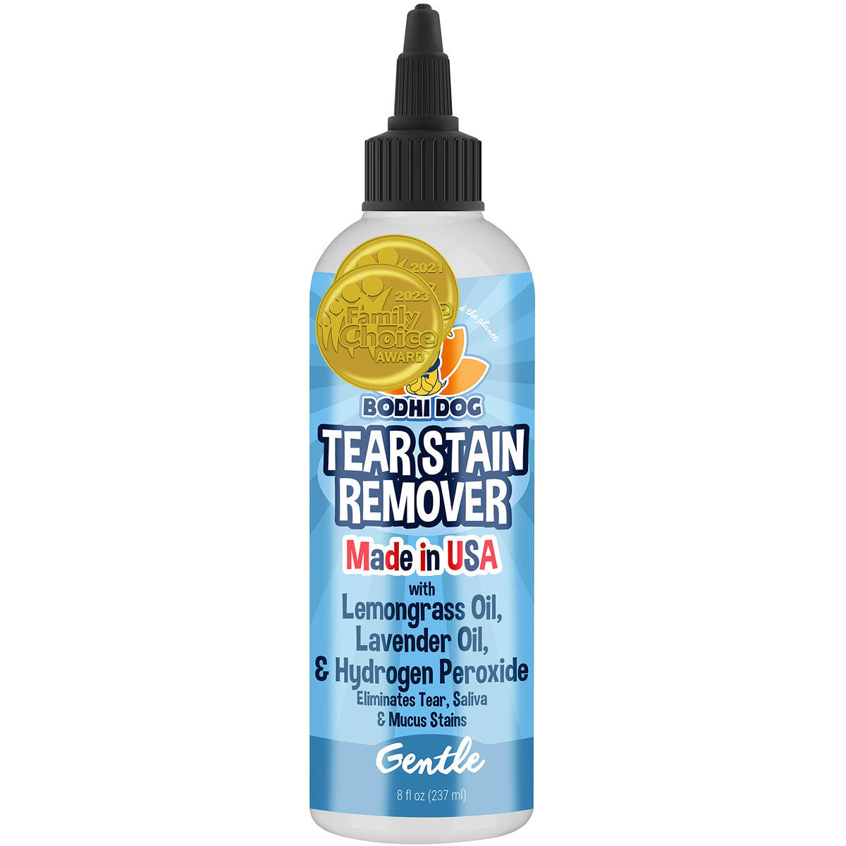 New Natural Tear Eye Stain Remover | Removes Stains For Dogs And Cats | Safe Gentle Solution For Fur And Delicate Coats | Made In Usa - 1 Bottle 8Oz (240Ml)