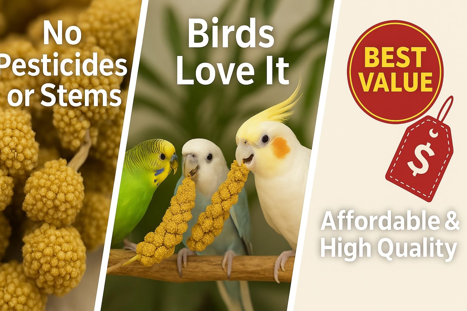 Nemeth Farms 25lbs Premium Spray Millet for Exotic Birds - Grown in The USA - 100% Natural & Non-GMO Bird Treat - Sun-Dried Mill