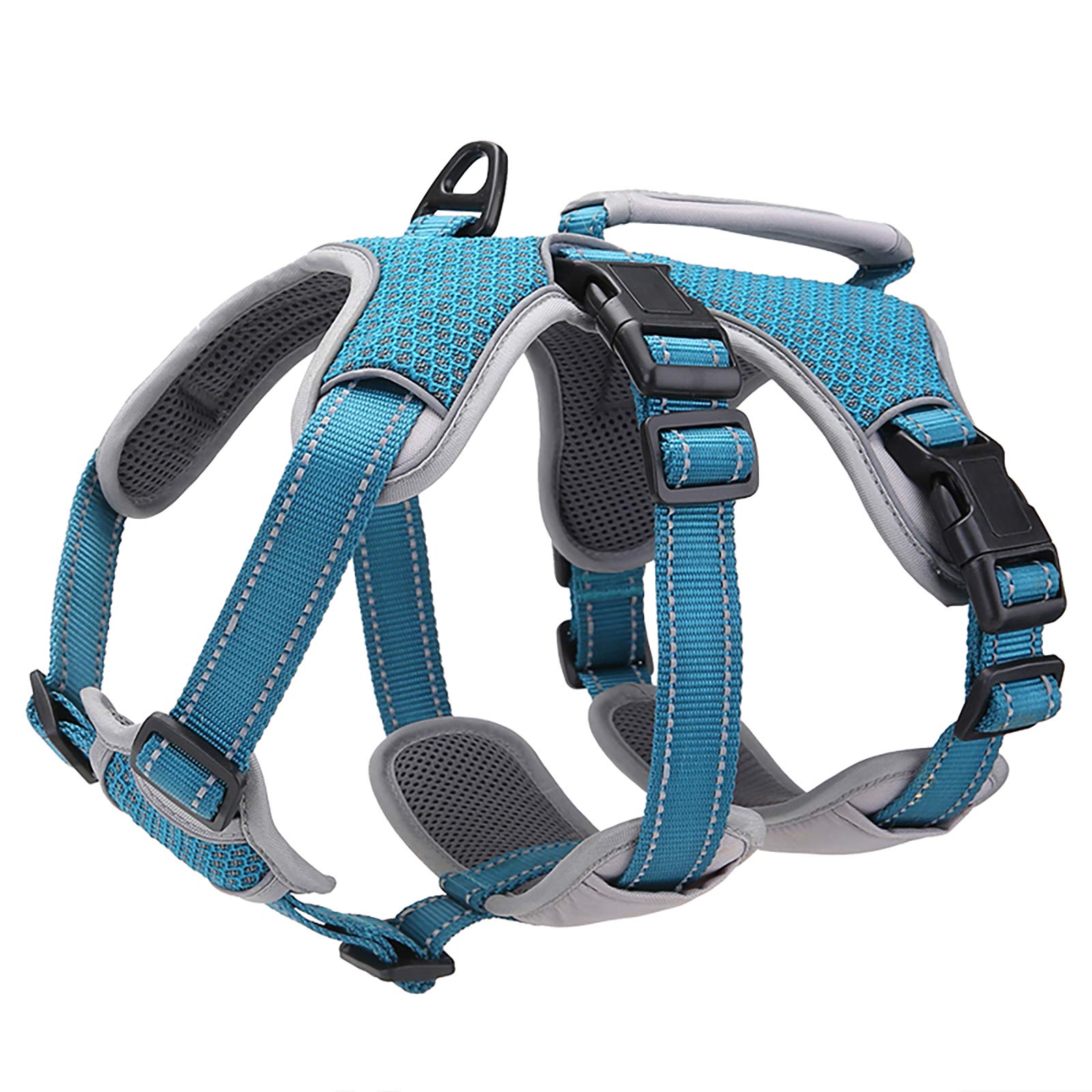 Belpro Multi-Use Support Dog Harness, Escape Proof No Pull Reflective Adjustable Vest With Durable Handle, Dog Walking Harness For Big/Active Dogs (Blue, M)