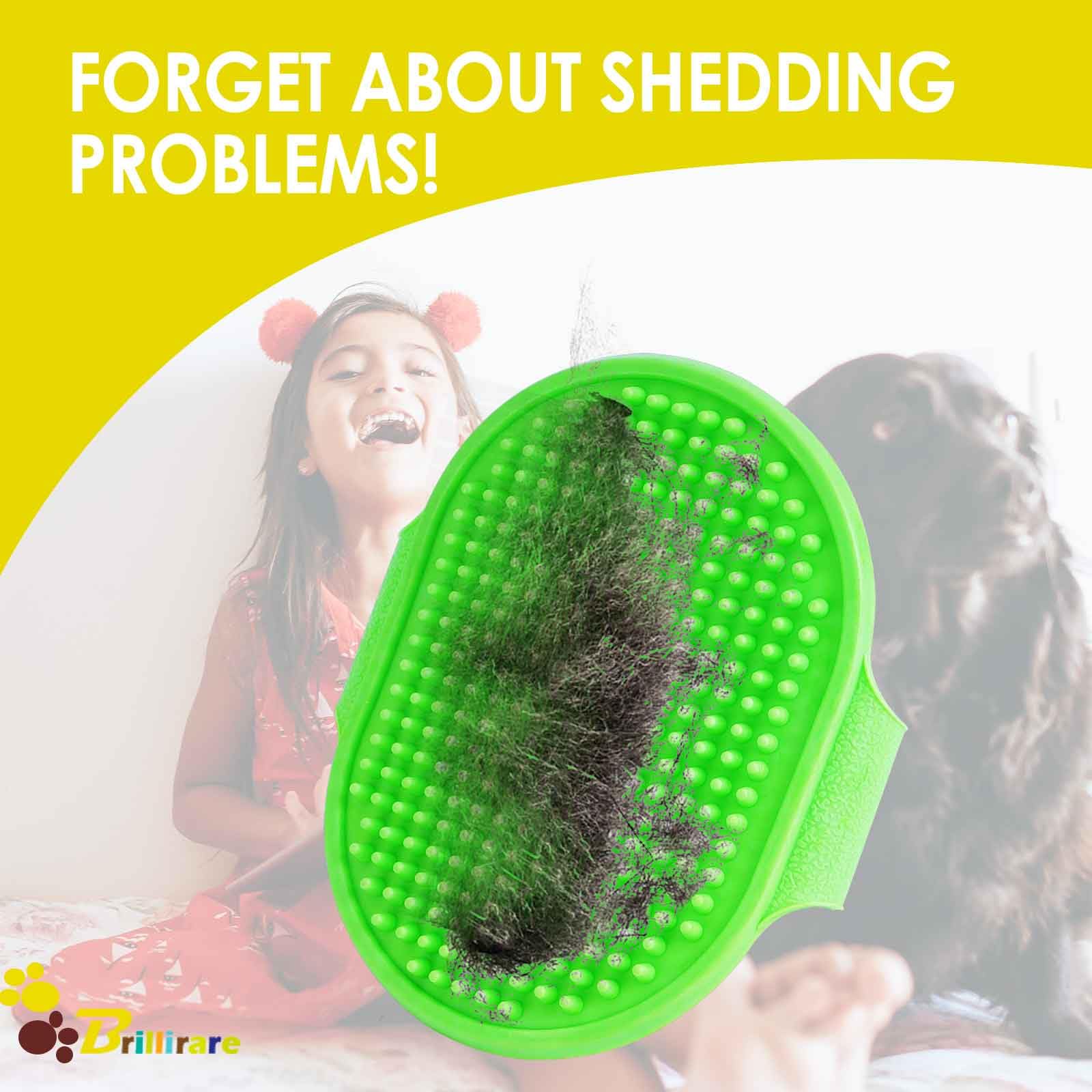 Brillirare 2 Pack Dog Grooming Brush, Premium Soft Silicone Pet Bath Brushes With Adjustable Handle, Shampoo Soothing Comb For W