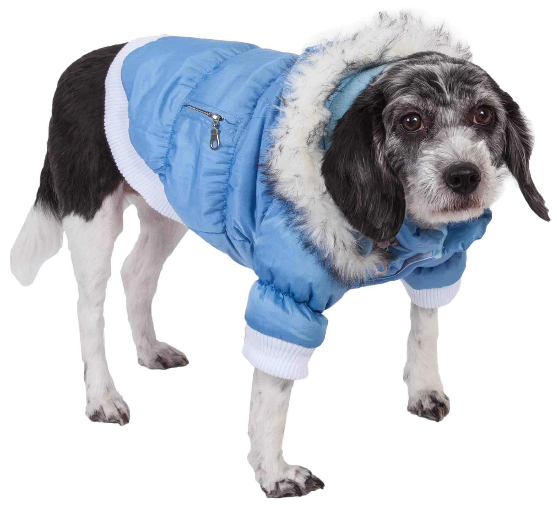 Pet Life Dpf00063 Metallic Ski Parka Dog Coats With Removable Hood, Small, Blue
