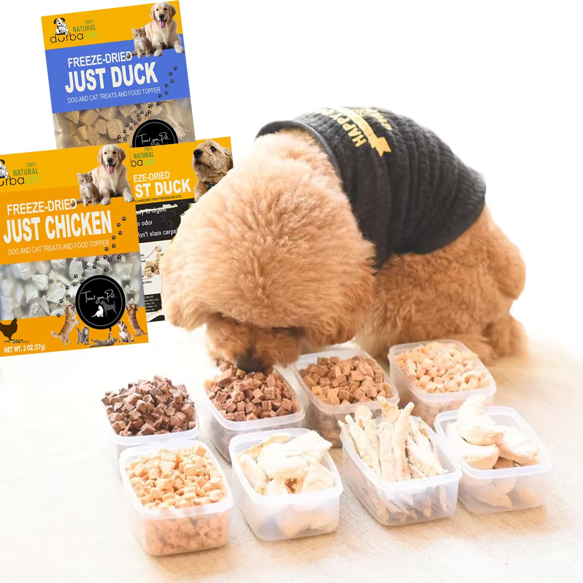 Freeze Dried Dog and Cat Treats Food Topper (2.0 oz, Duck & Chicken (2-Pack))